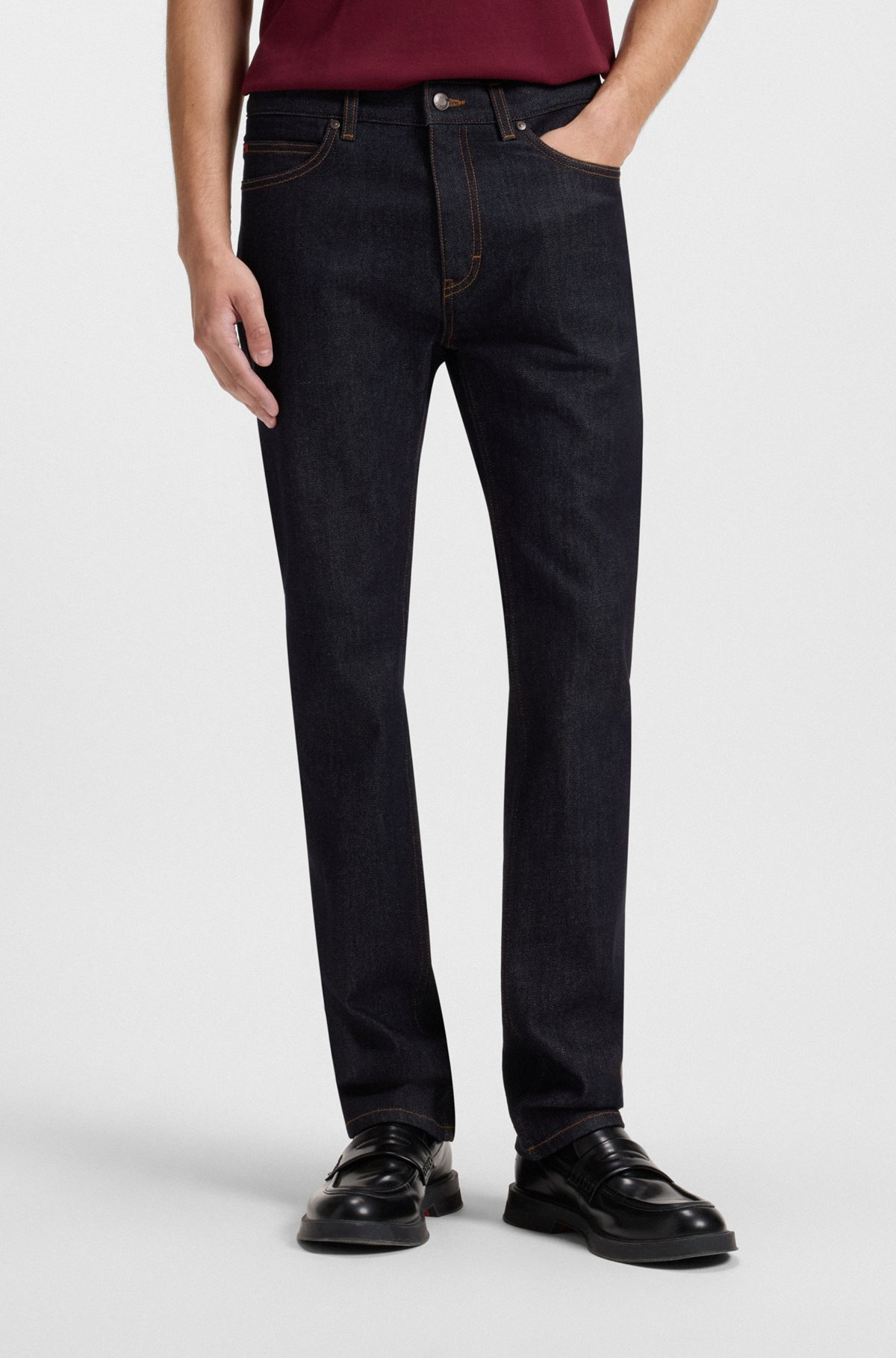 SLIM-FIT JEANS IN DARK-BLUE STRETCH DENIM - 2