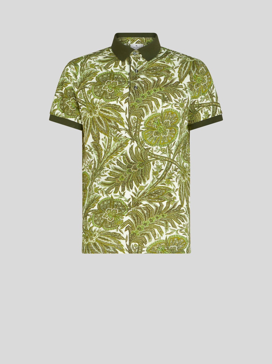 PRINTED COTTON POLO SHIRT - 1