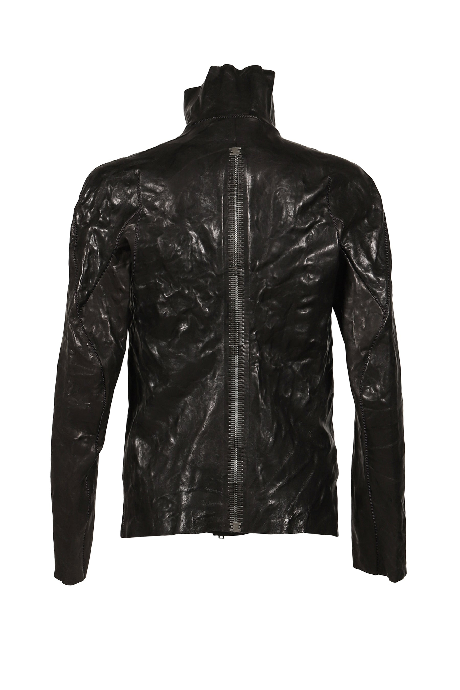 "HUMANOID" HIGH NECK LEATHER JACKET / BLK - 6