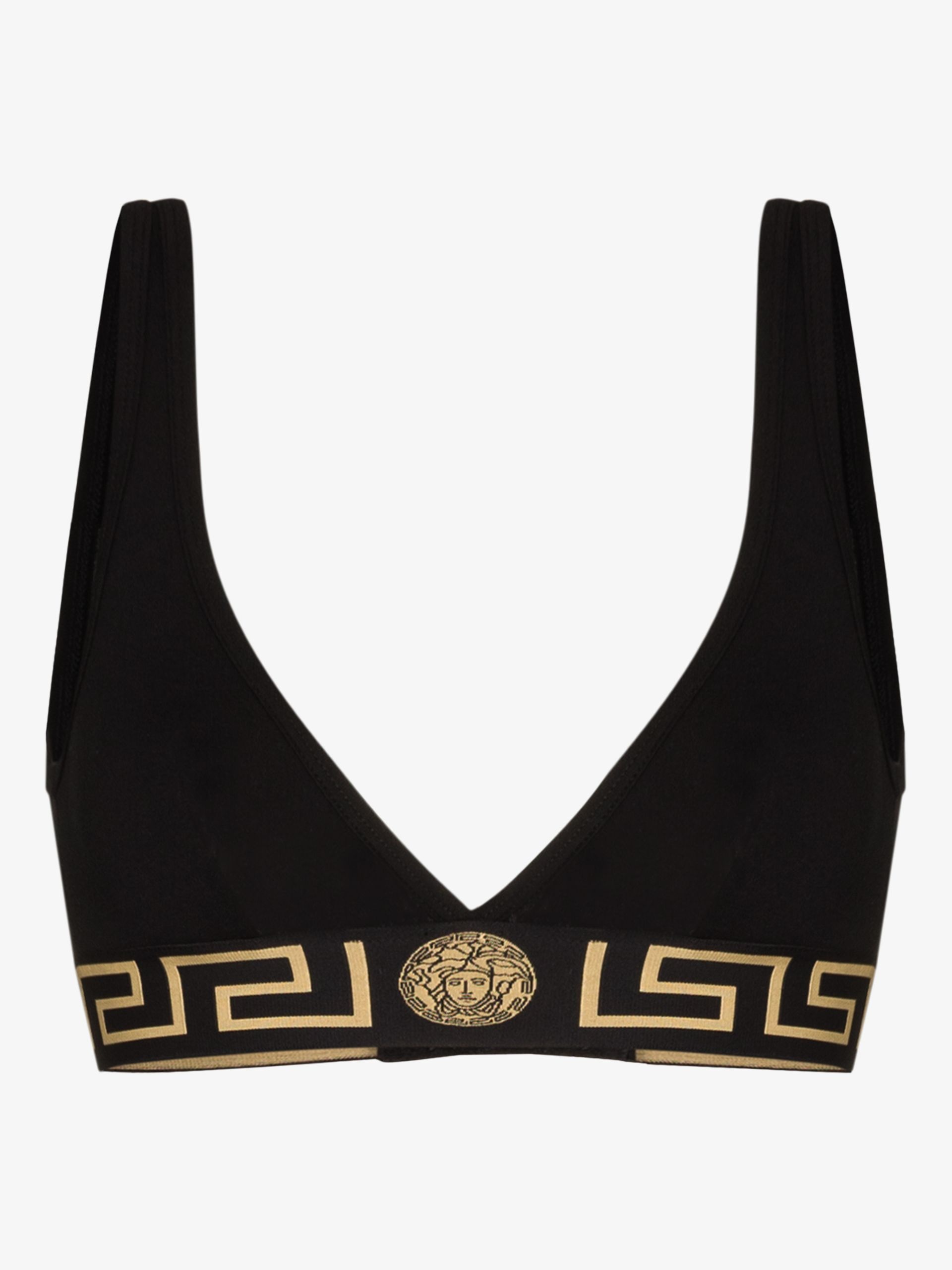 Versace Medusa Leather Bralette in Metallic