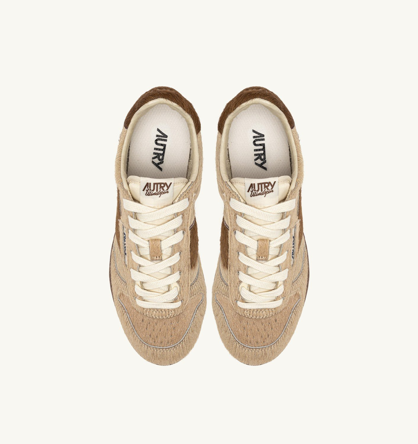 WINDSPIN SNEAKERS IN BEIGE AND BROWN PONY HAIR EFFECT - 5
