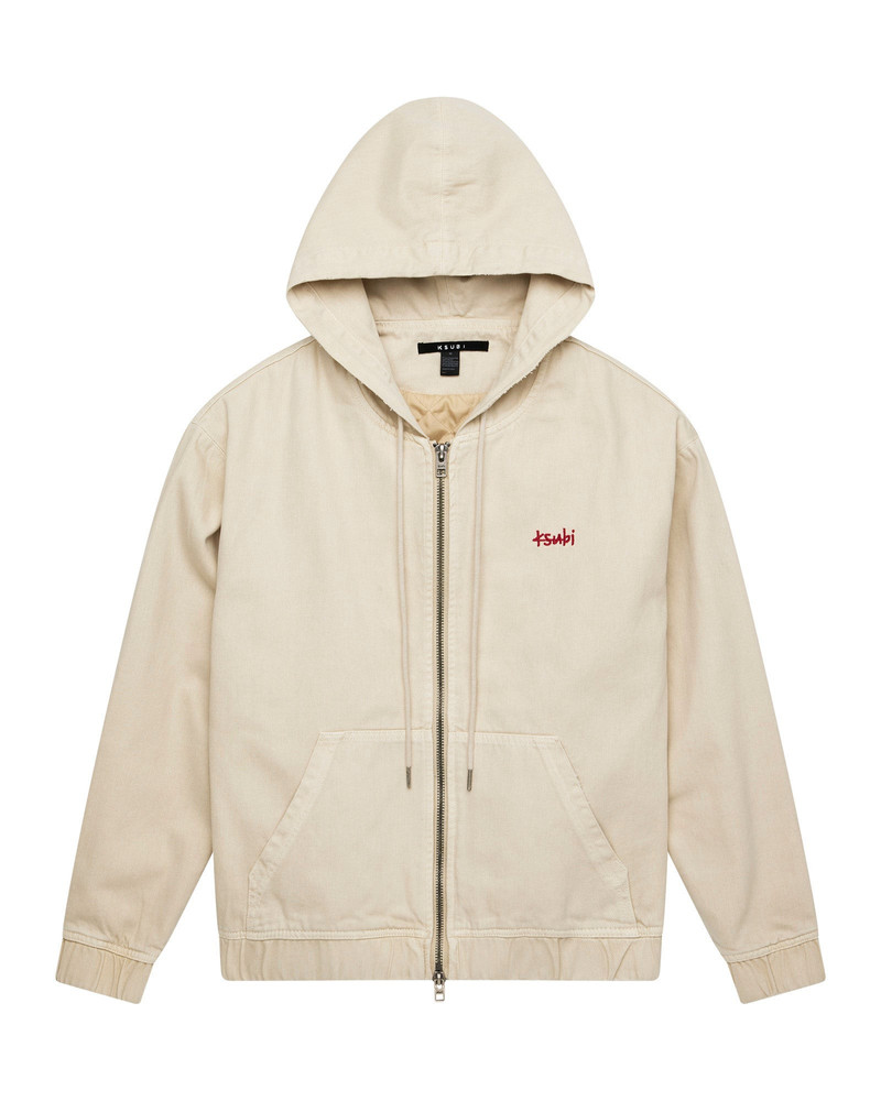 ZIPPED DENIM HOODIE ECRU 5