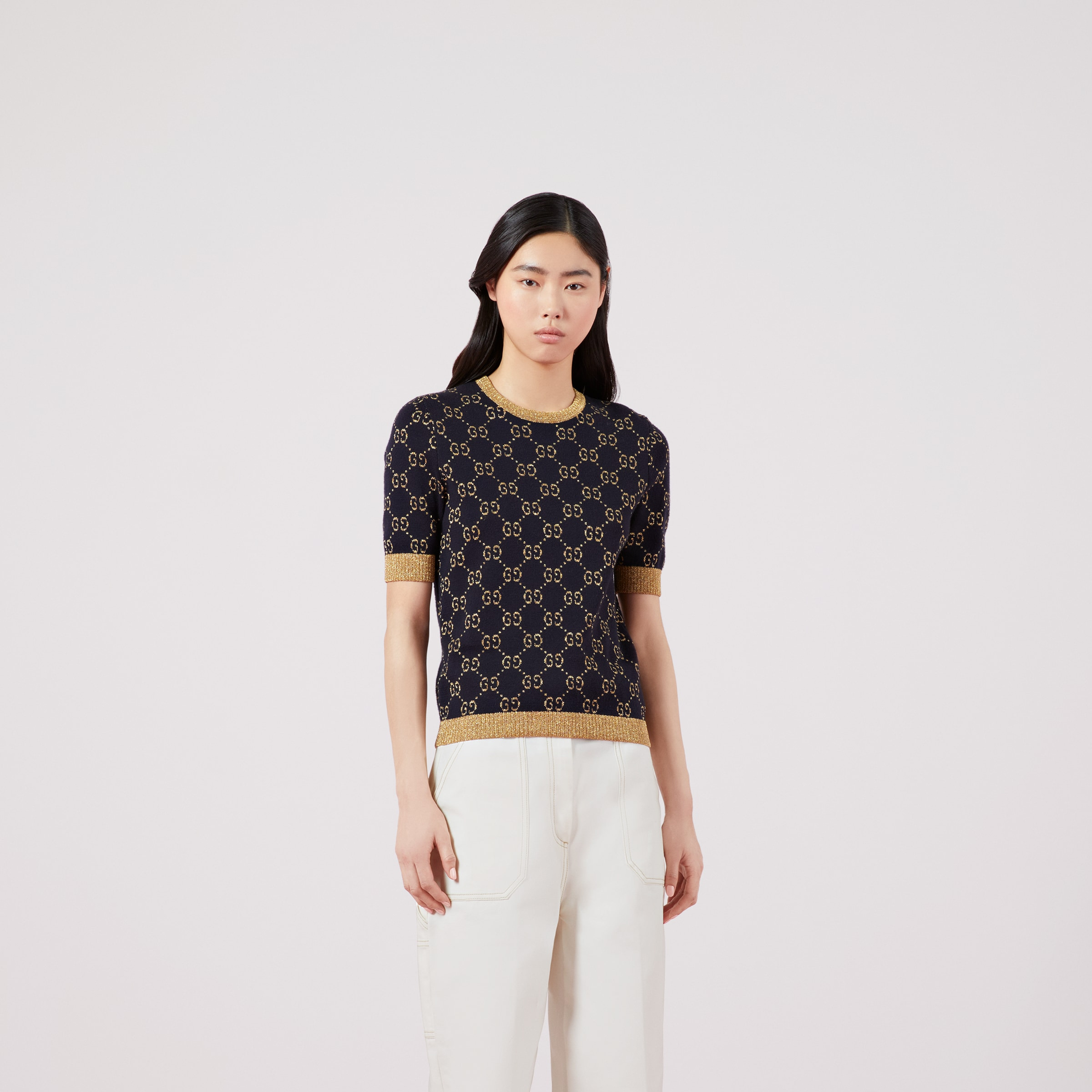 GG cotton lamé top - 5