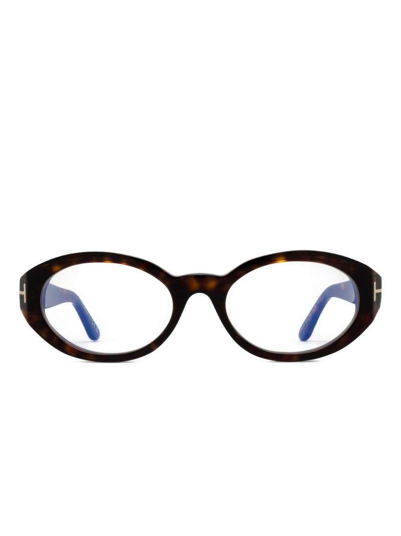 tortoiseshell-effect round-frame glasses 1