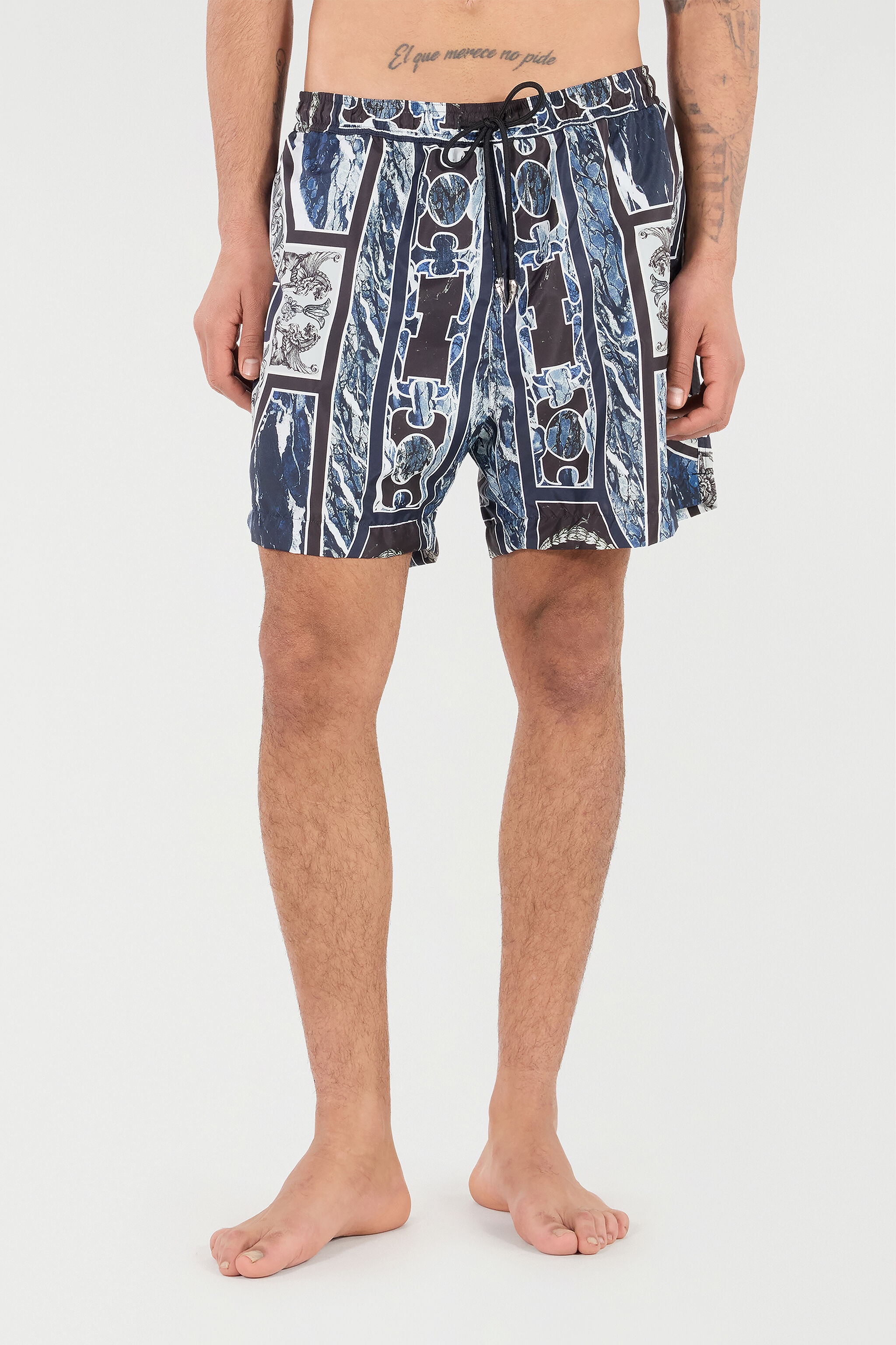 Swim Shorts With Fang And Marble Print - 3