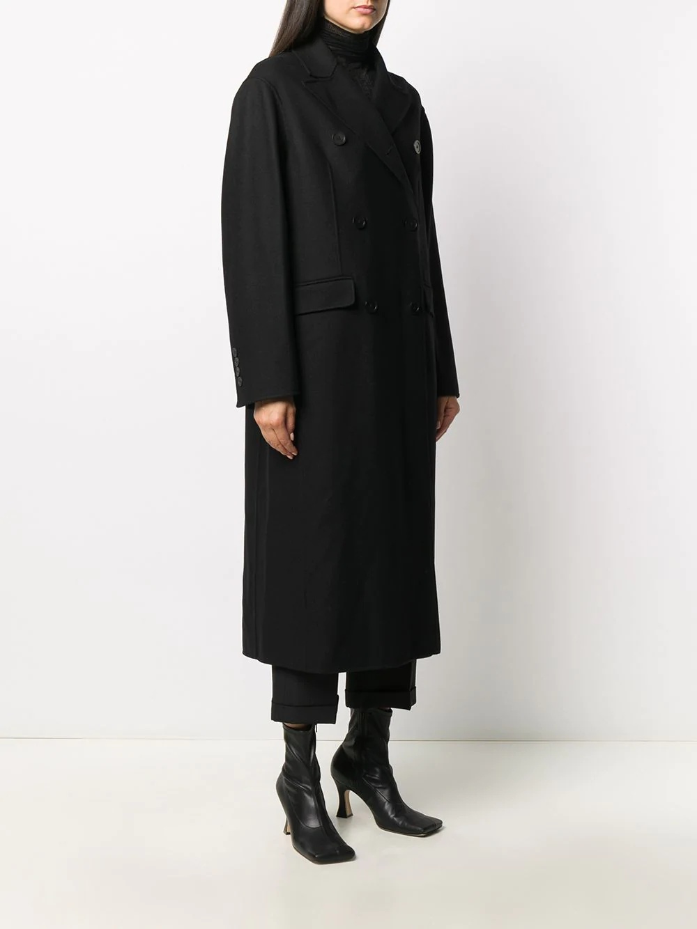 double-breasted midi coat - 3