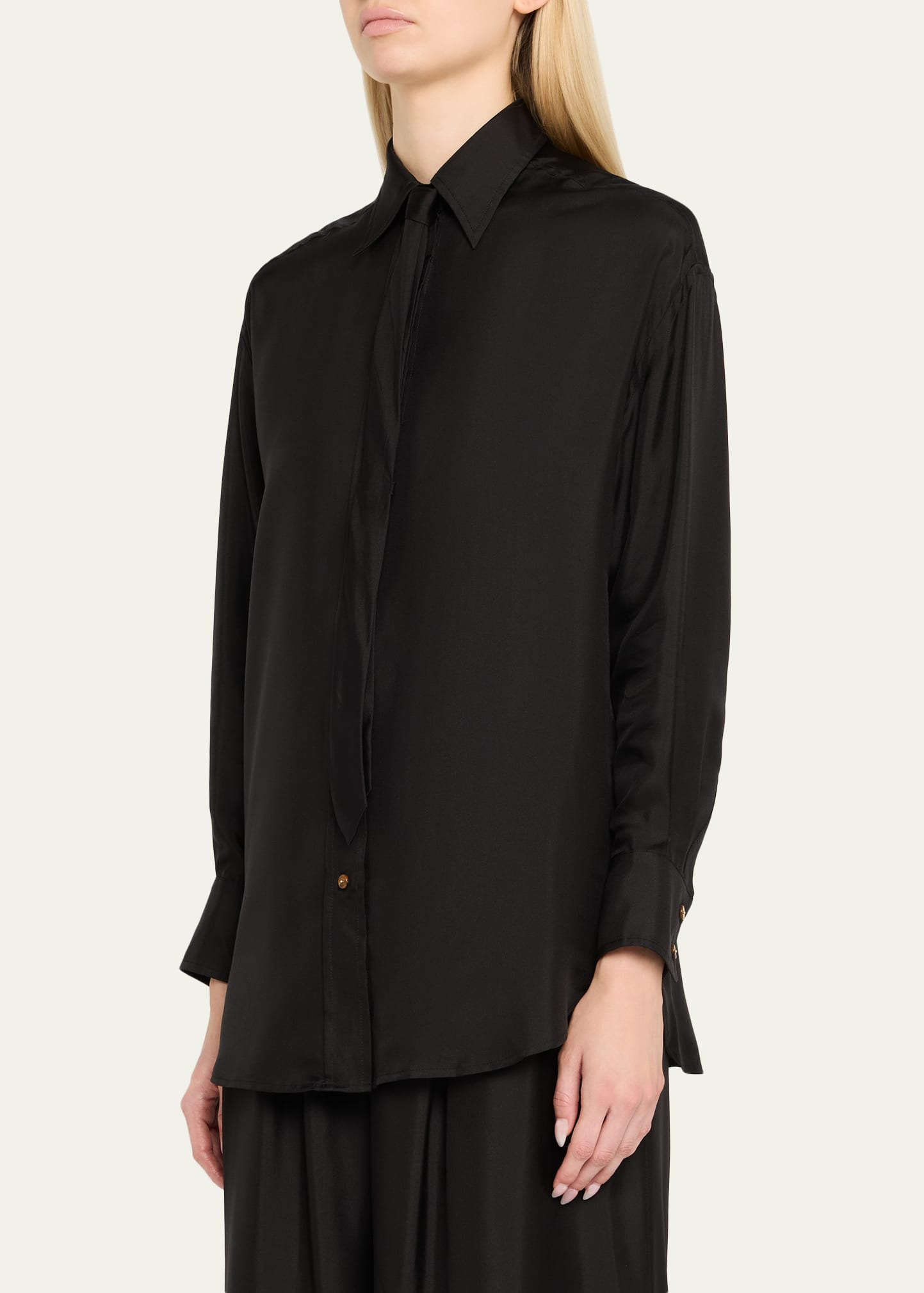 Relaxed Long-Sleeve Tie Shirt - 4