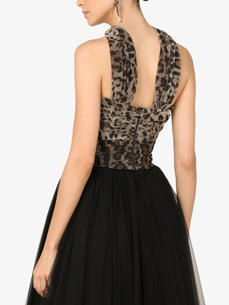 leopard print-panel tulle gown 5