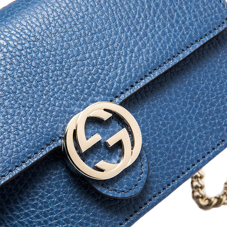 (WMNS) Gucci Logo Double G Leather WOC Chain Shoulder Messenger Bag Blue Classic 510314-CAO0G-4231 - 6