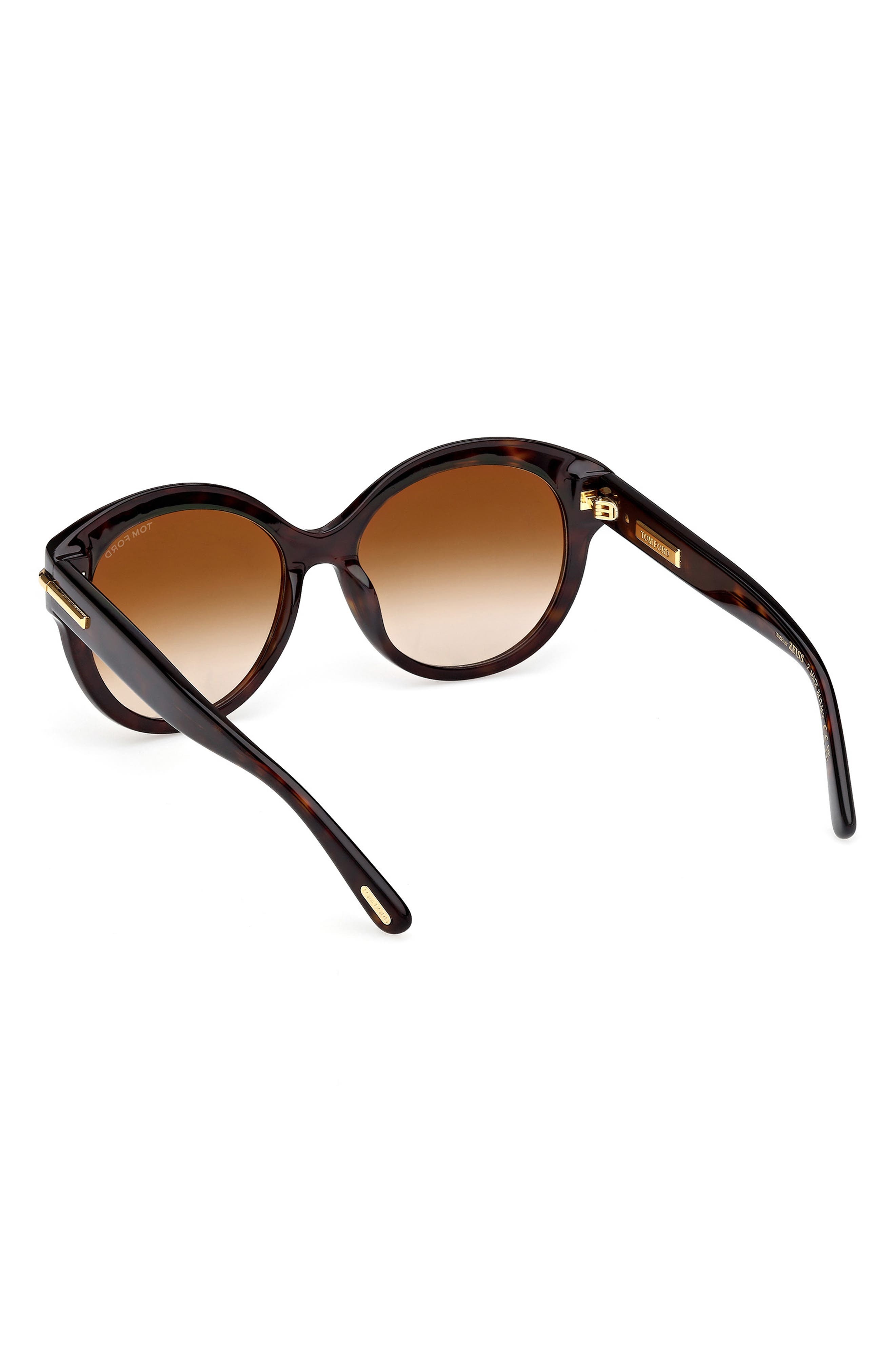 TOM FORD Icon 57mm Gradient Round Sunglasses in Shiny Dark Havana Beveled at Nordstrom - 4