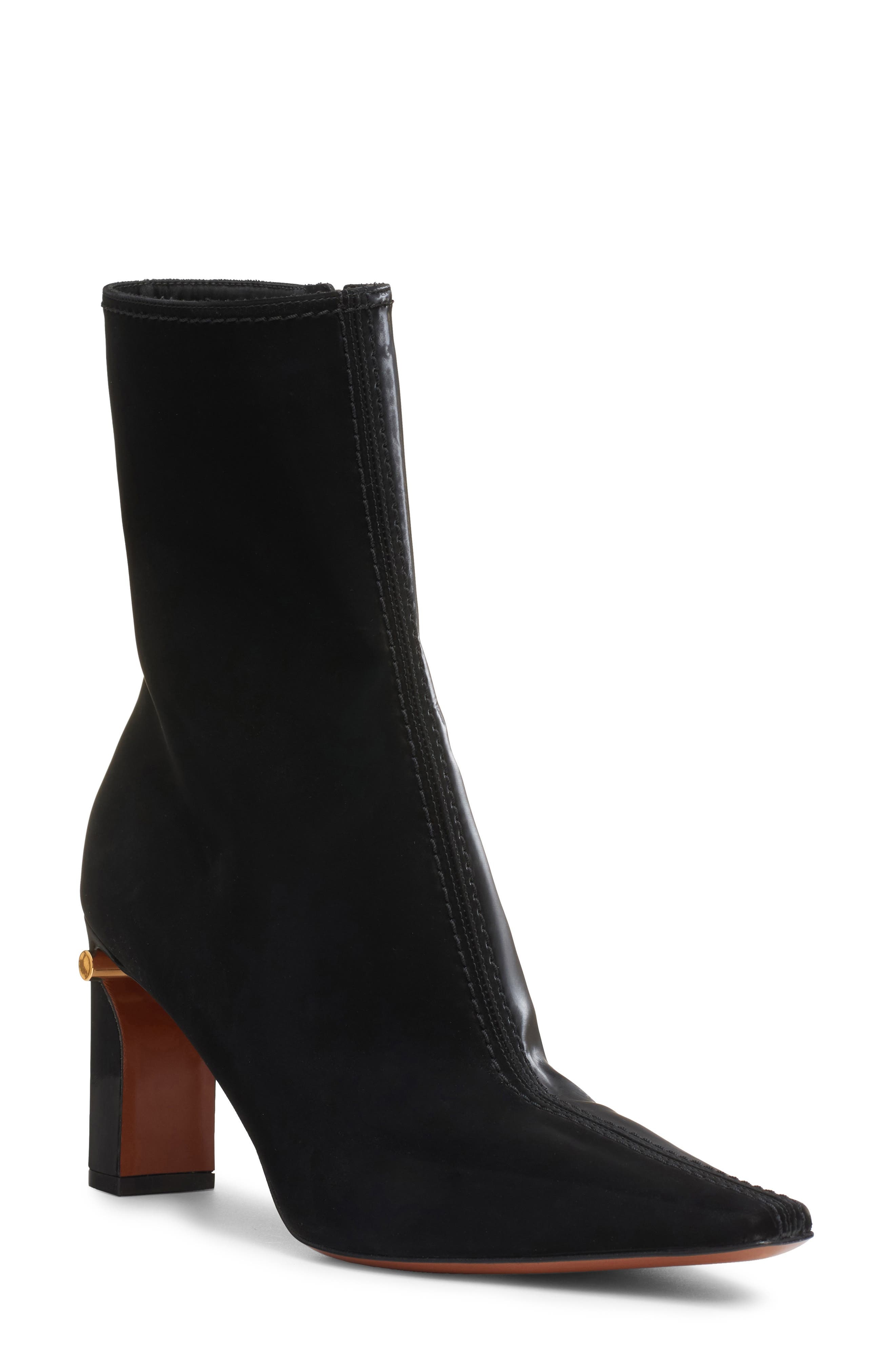 McQueen Block Heel Bootie in Black/Gold at Nordstrom - 1
