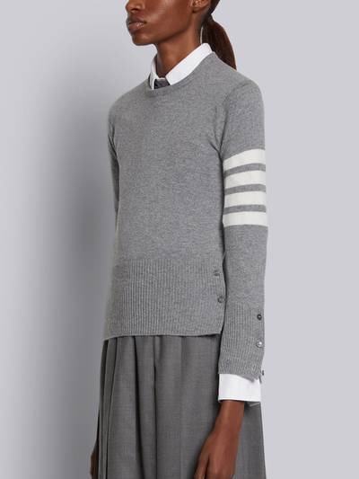 Thom Browne Light Grey Cashmere 4-Bar Classic Crew Neck Pullover outlook