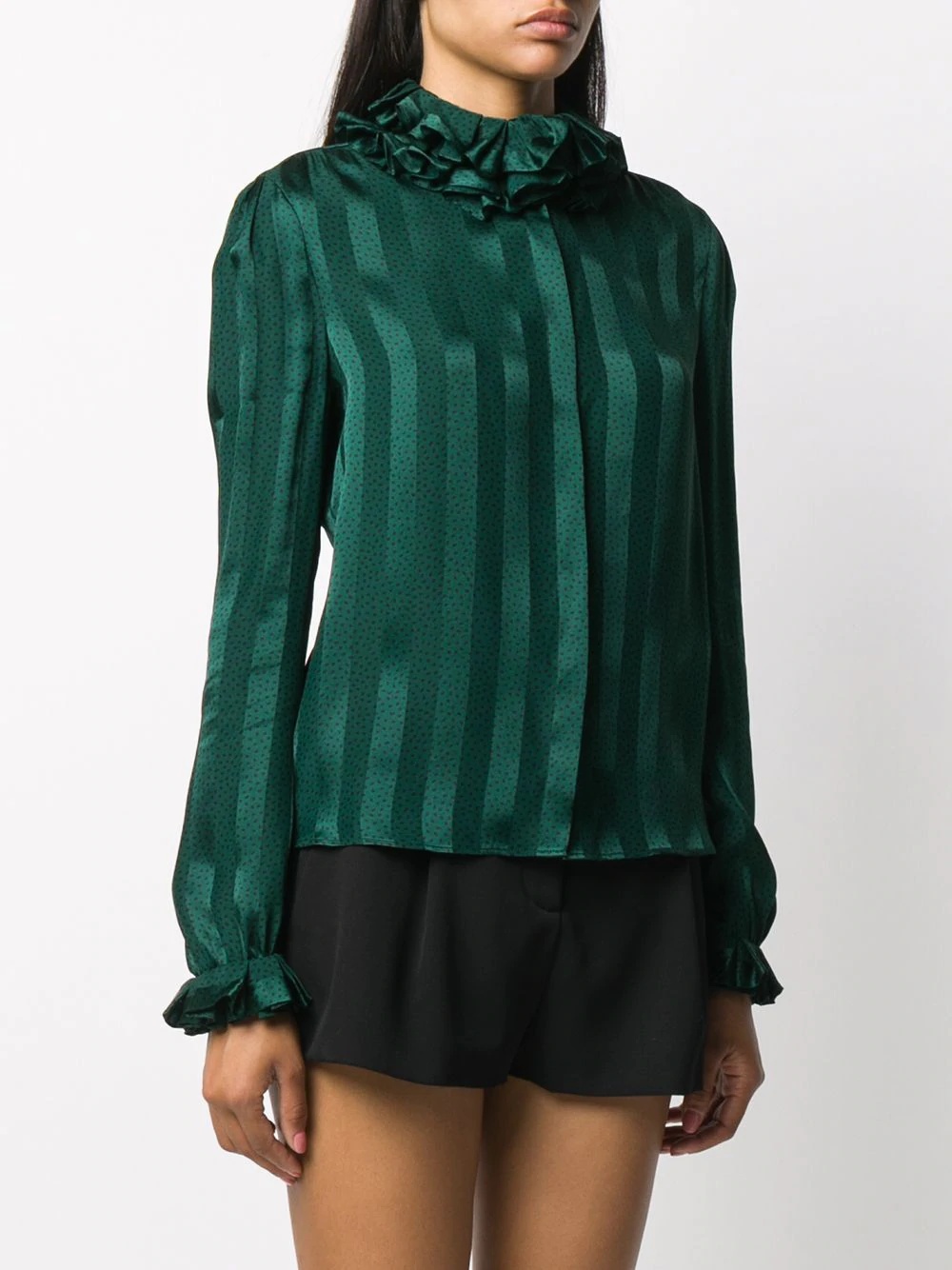 ruffled-neck silk blouse - 3