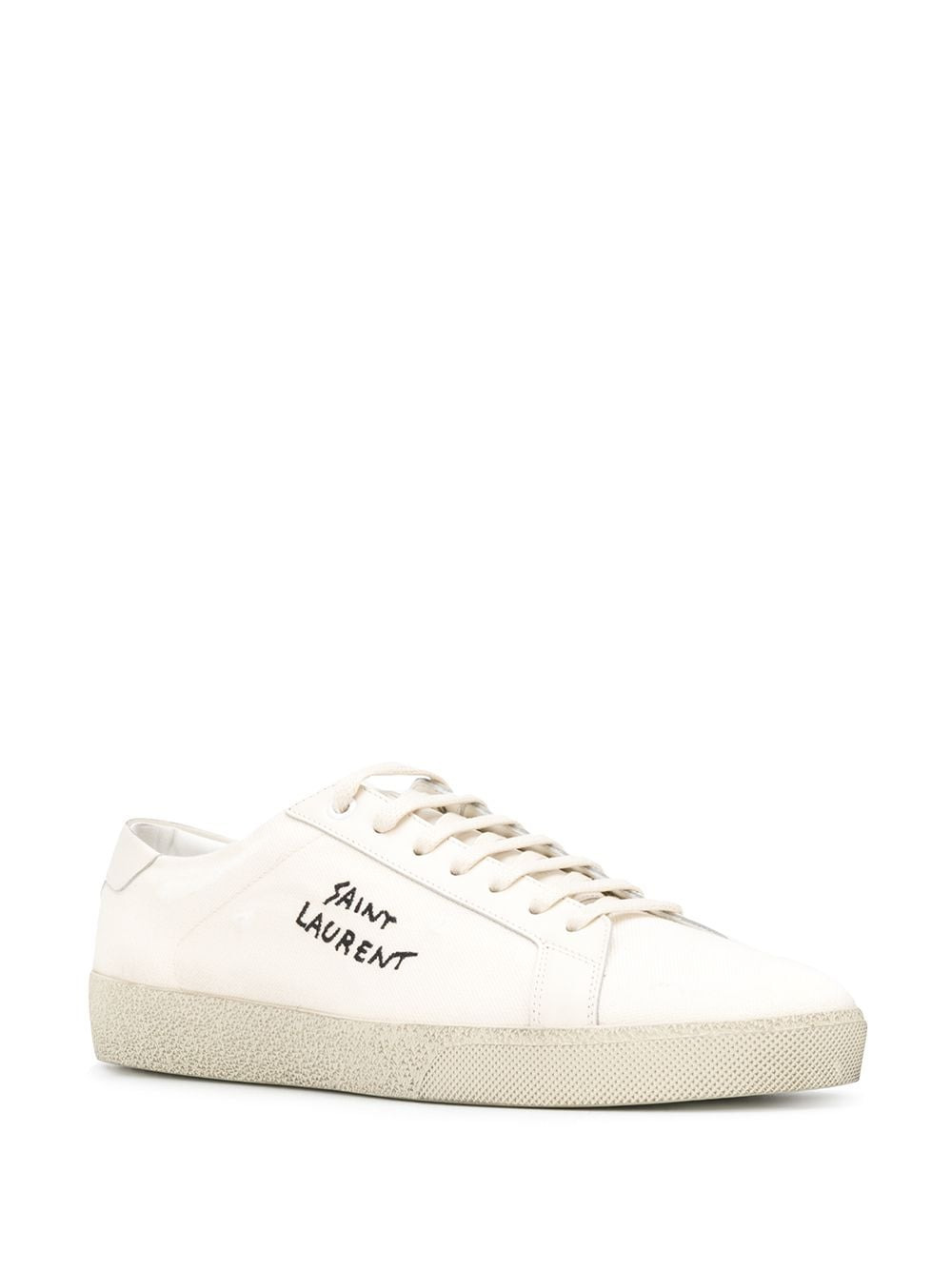 Saint Laurent Men Court Classic Sl/06 Embroidered Canvas And Leather Sneakers - 2