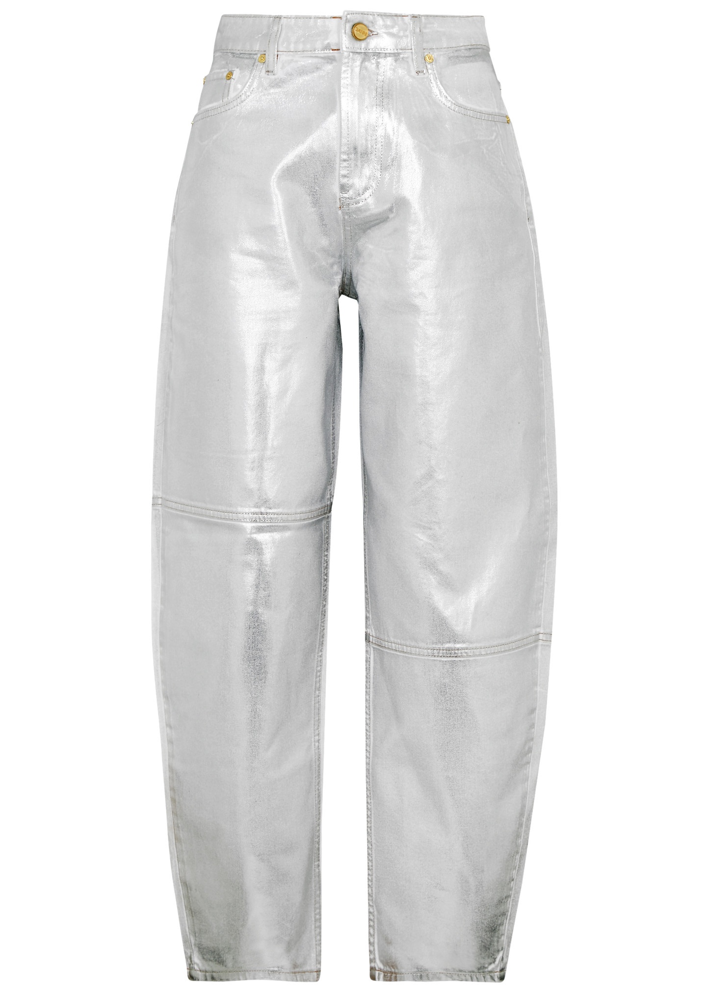 Stary foil-print barrel-leg jeans - 1