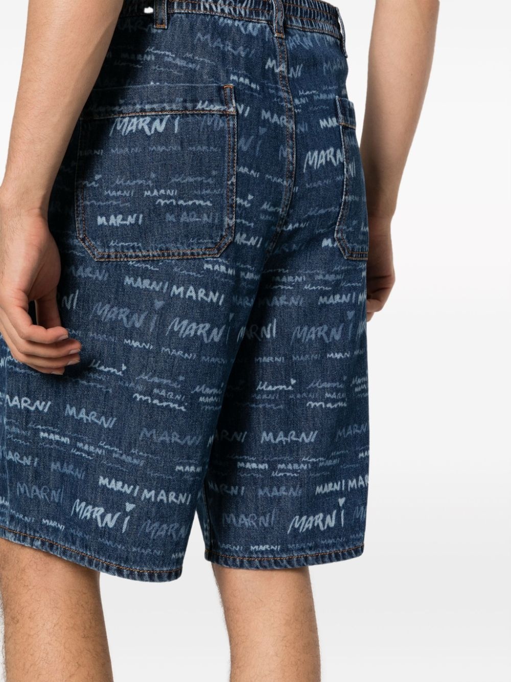 logo-print denim shorts - 5