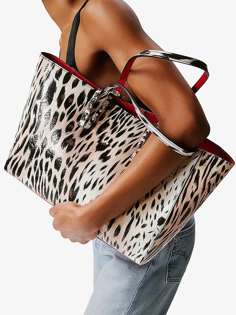 Christian Louboutin Cabata Small Cheetah Naplak Leather Tote Bag outlook