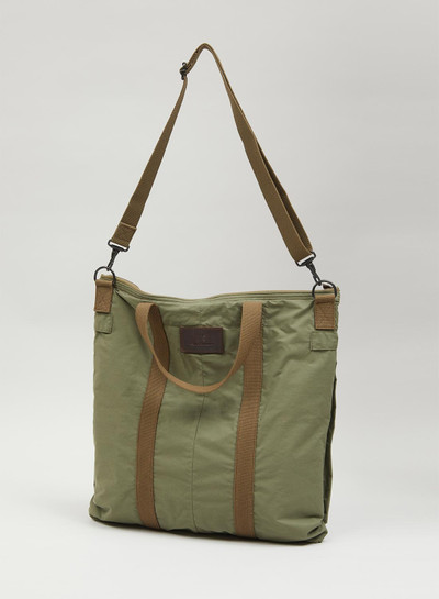 Nigel Cabourn Helmet Bag Mix Cotton Nylon Weather Cloth in Green outlook
