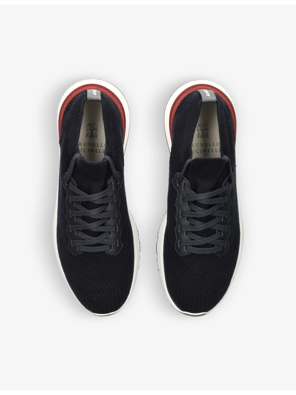 Brand-embossed pull-tab knitted low-top trainers - 2