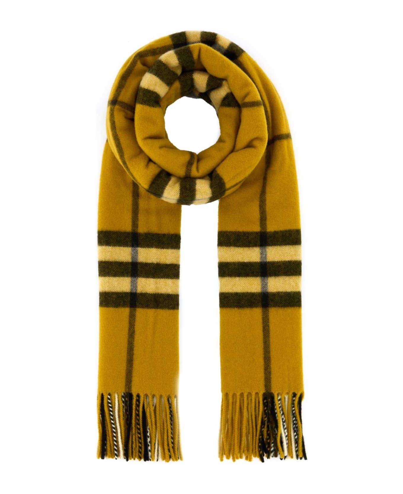 Cashmere Scarf Black And Yellow Striped Scarf Burberry Embroidered