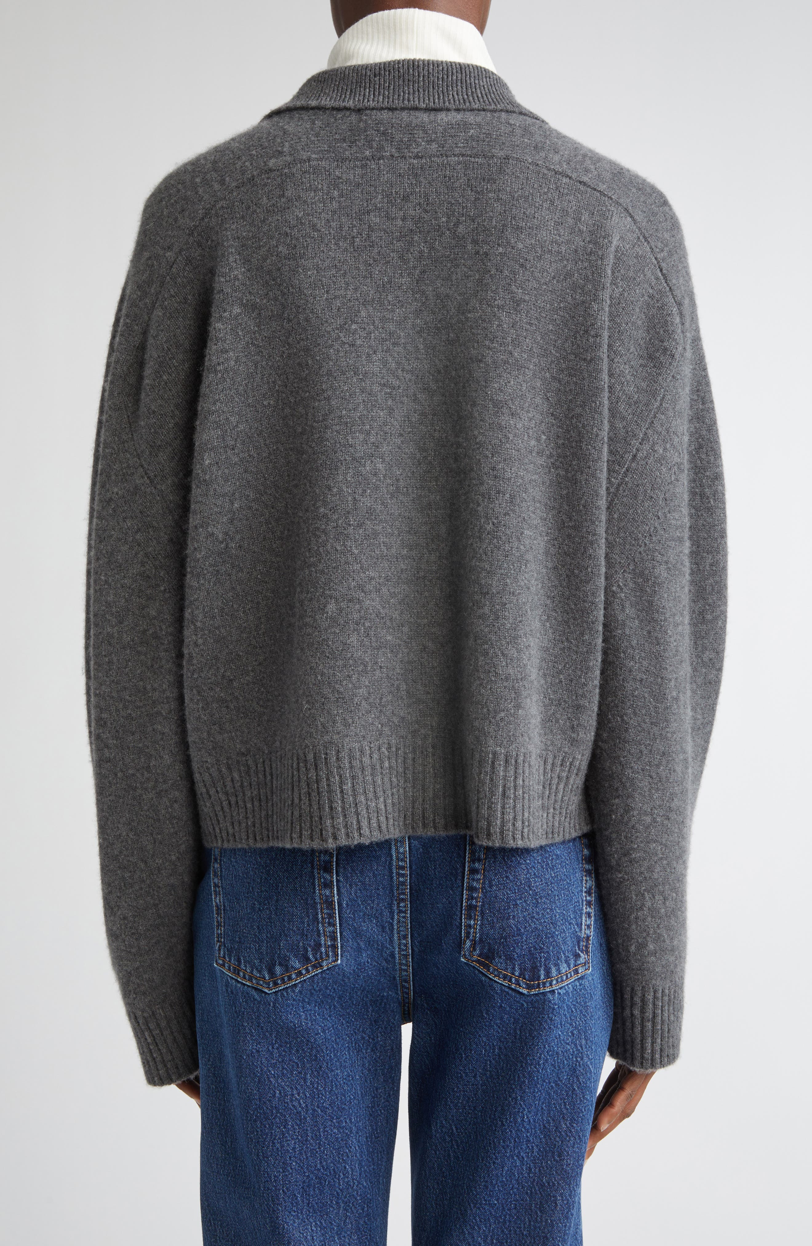 LOULOU DE SAISON Homere Cashmere Polo Sweater in Anthracite Melange at Nordstrom - 3