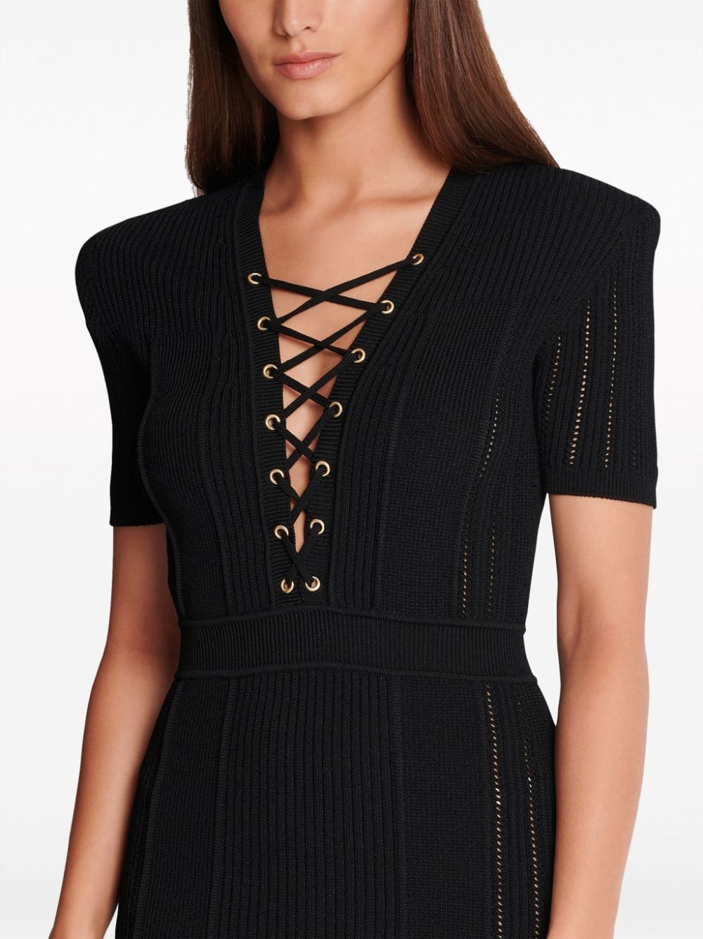 V-neck zip-up dress - 7