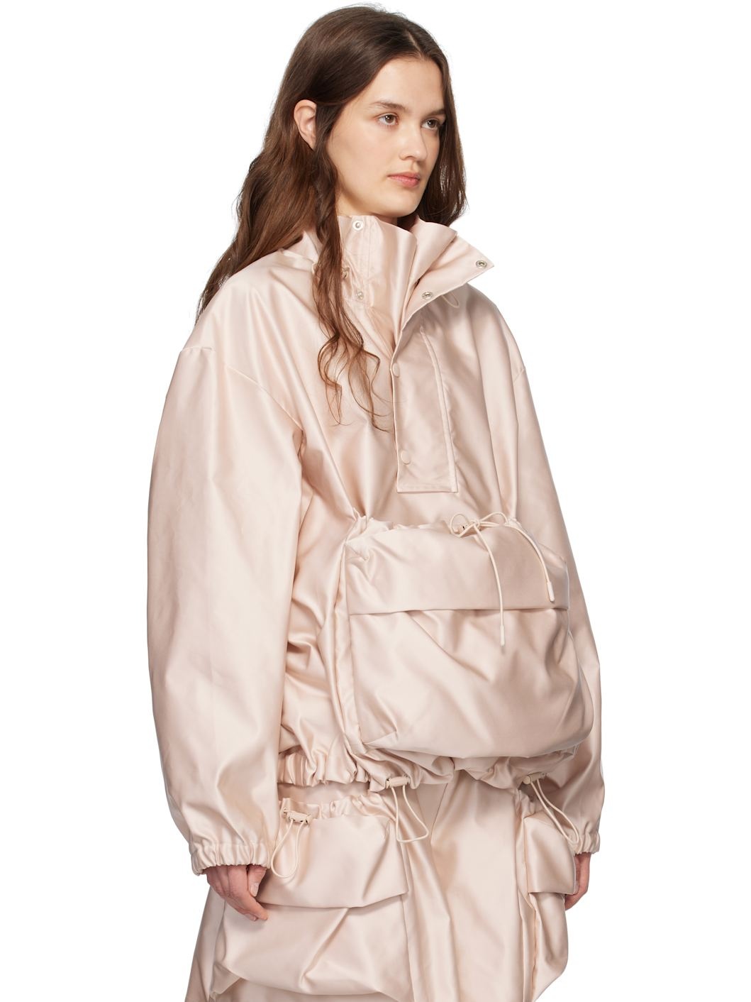 Pink Drawstring Cargo Flap Pocket Detail Jacket - 2