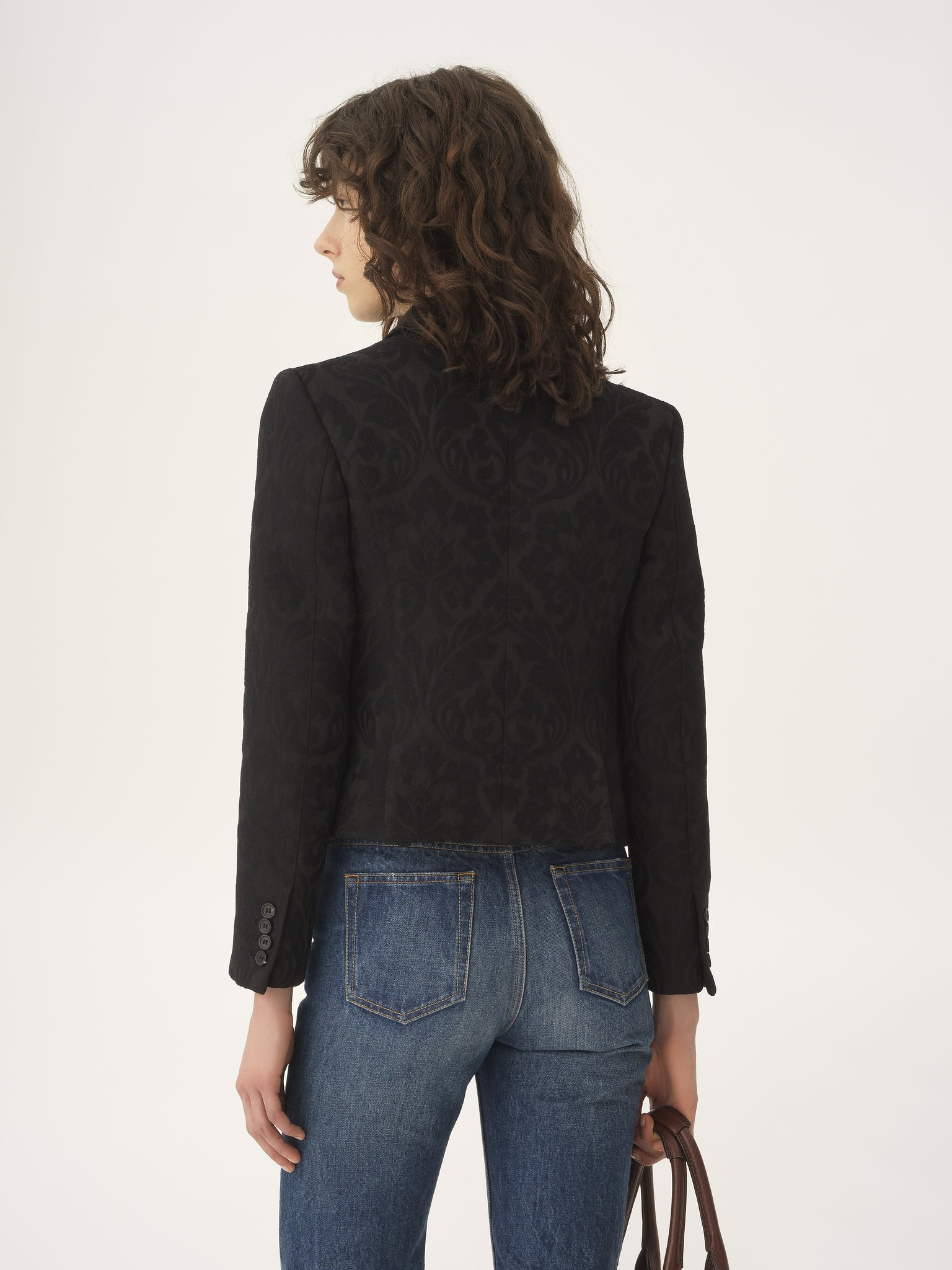 DOUBLE-BREASTED FITTED JACKET IN A WOOL-MIX JACQUARD - 5