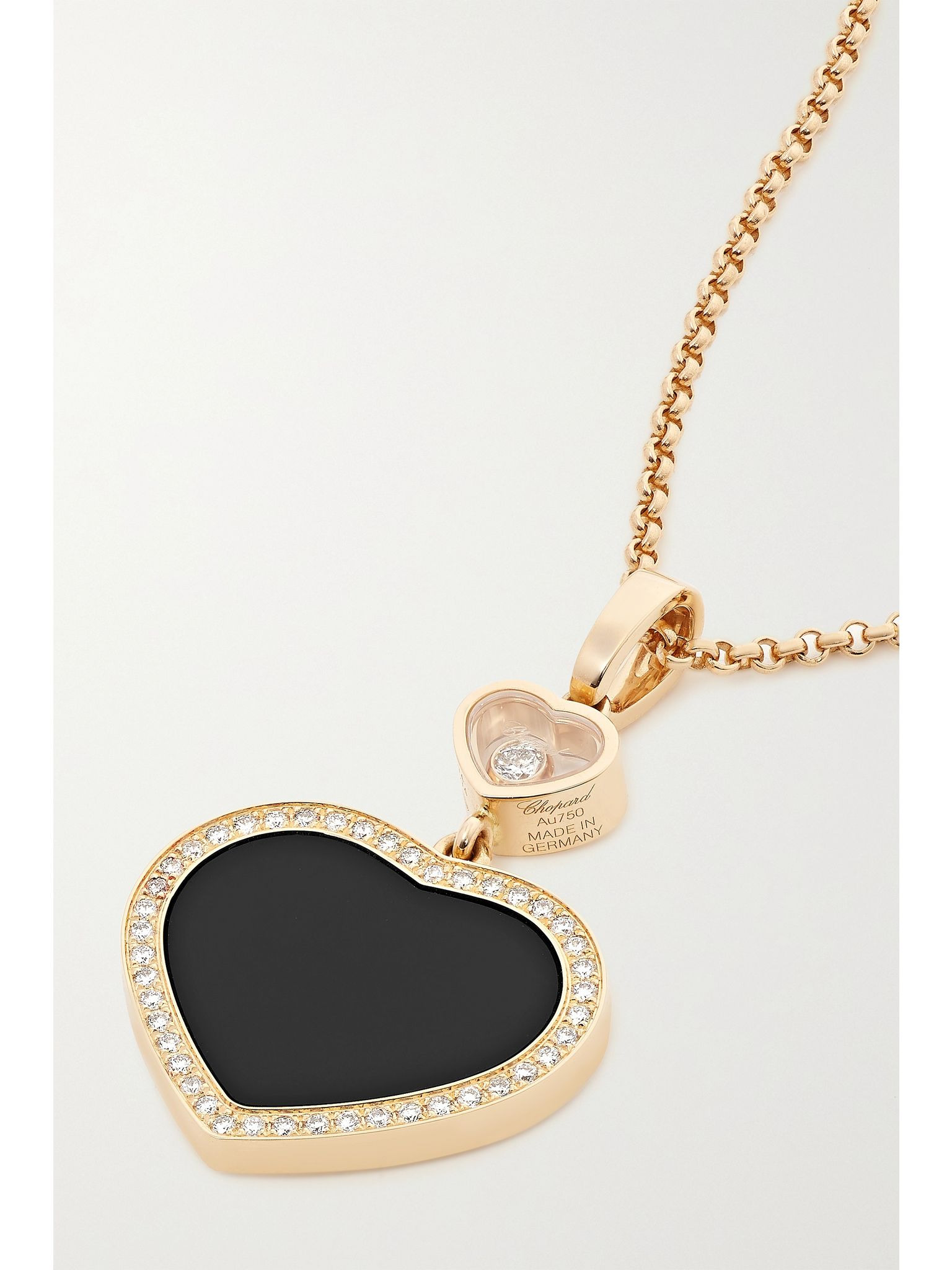 Happy Hearts 18-karat rose gold, onyx and diamond necklace Gold - 4