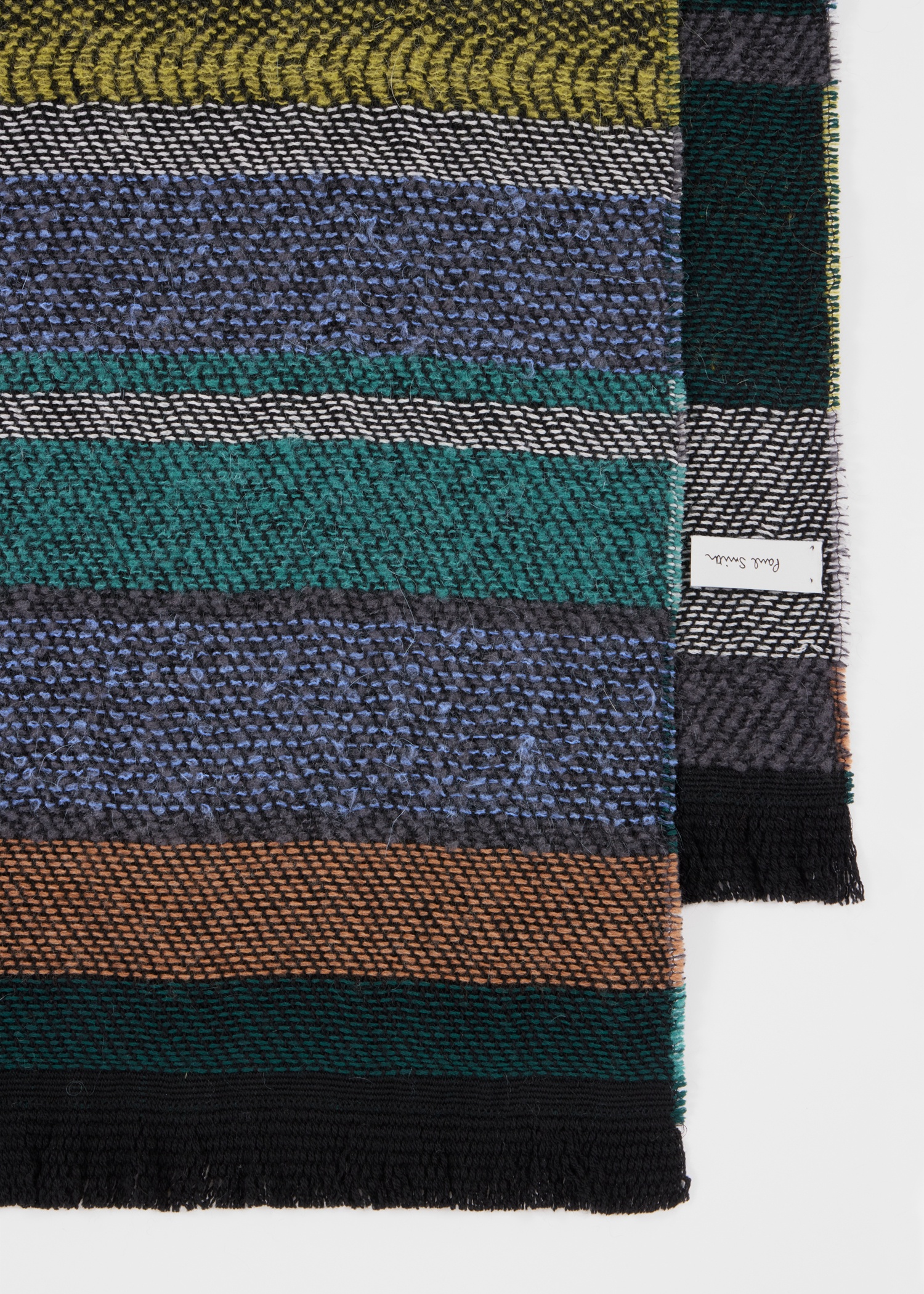 Green Mohair-Blend 'Mixed Stripe' Scarf - 2