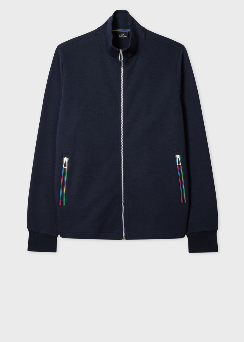 Navy Double Face Cotton-Blend Track Top 1