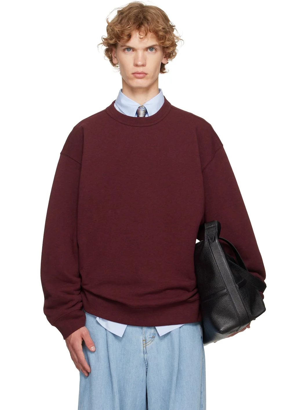 Burgundy Oversized Cotton Sweatshirt - 1