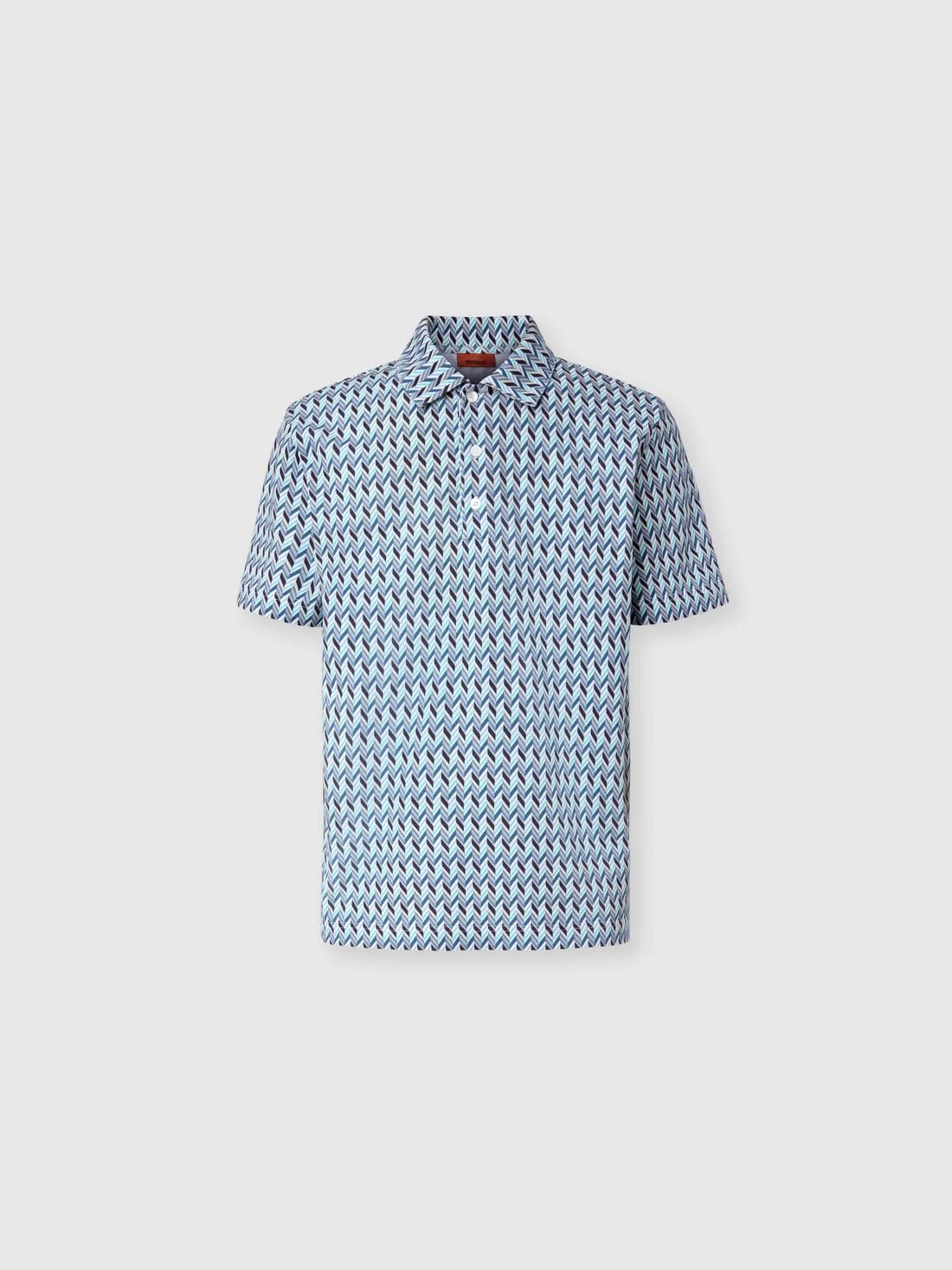 Polo in cotton piqué with zig zag motif - 1