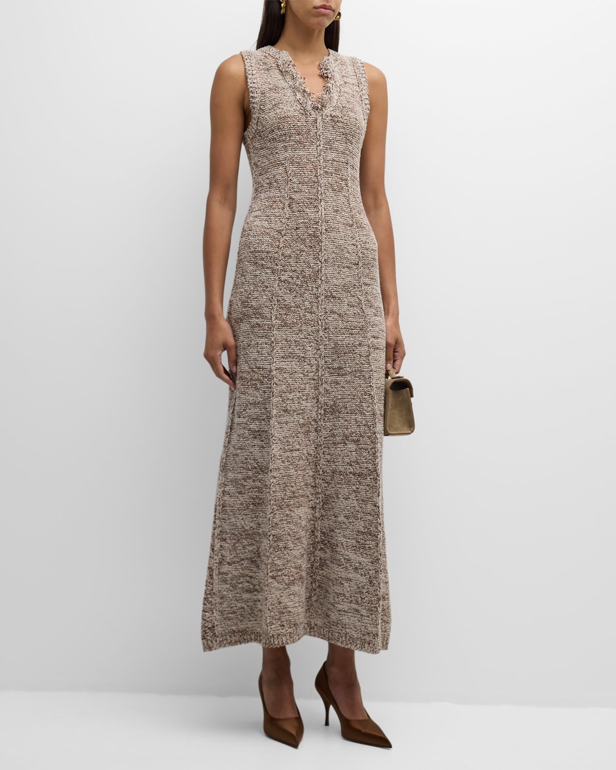 Autumn Sparkle Fringe-Trim Knit Maxi Dress - 2