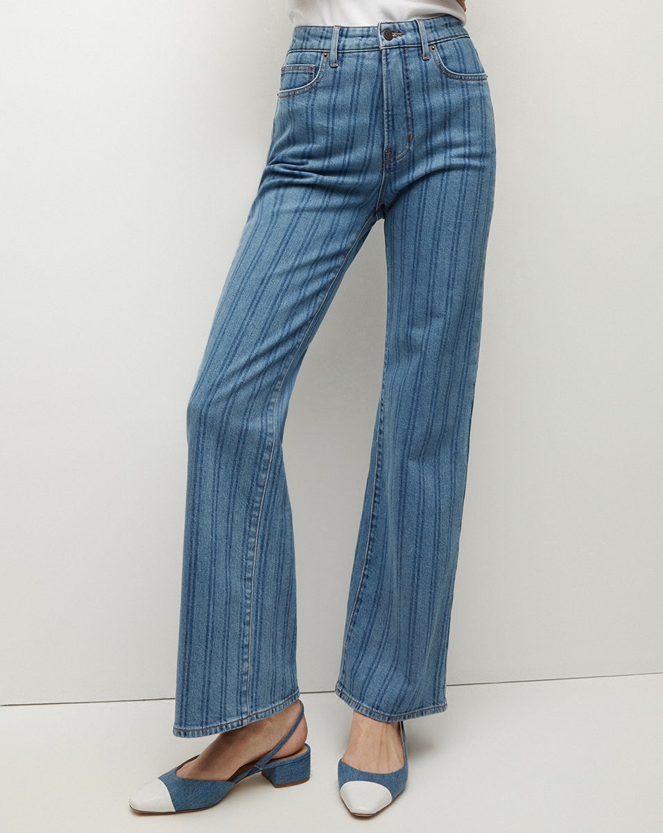 CROSBIE STRIPED LOAFER LENGTH WIDE-LEG JEAN - 3