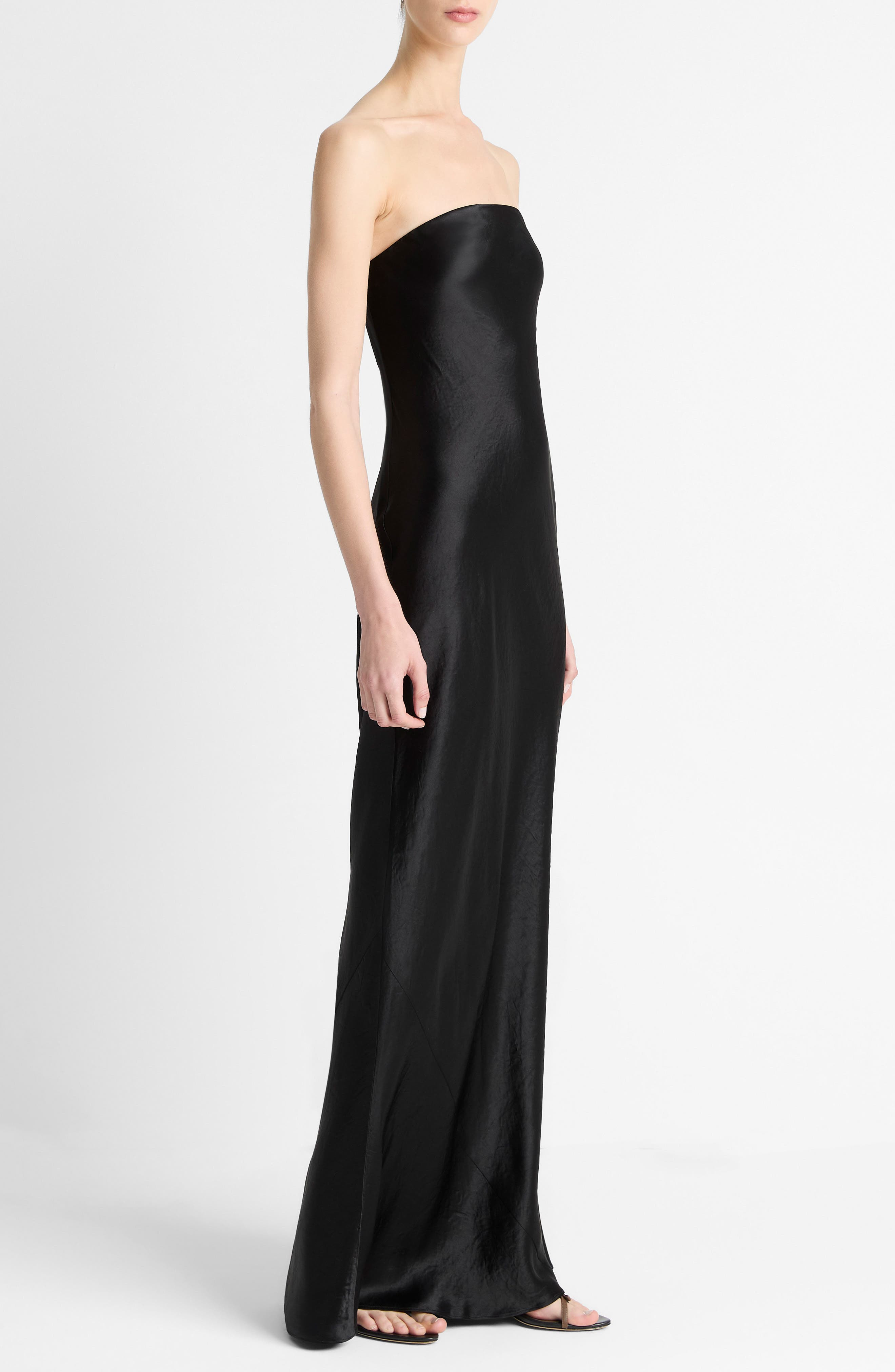 Vince Satin Strapless Gown in Black at Nordstrom - 3