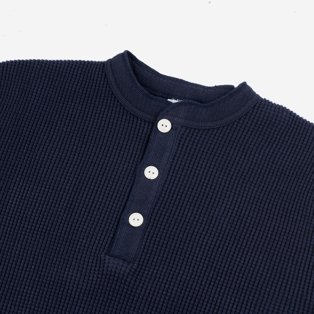 IHTL-1213-NAV Waffle Knit Long Sleeve Thermal Henley Navy - 2