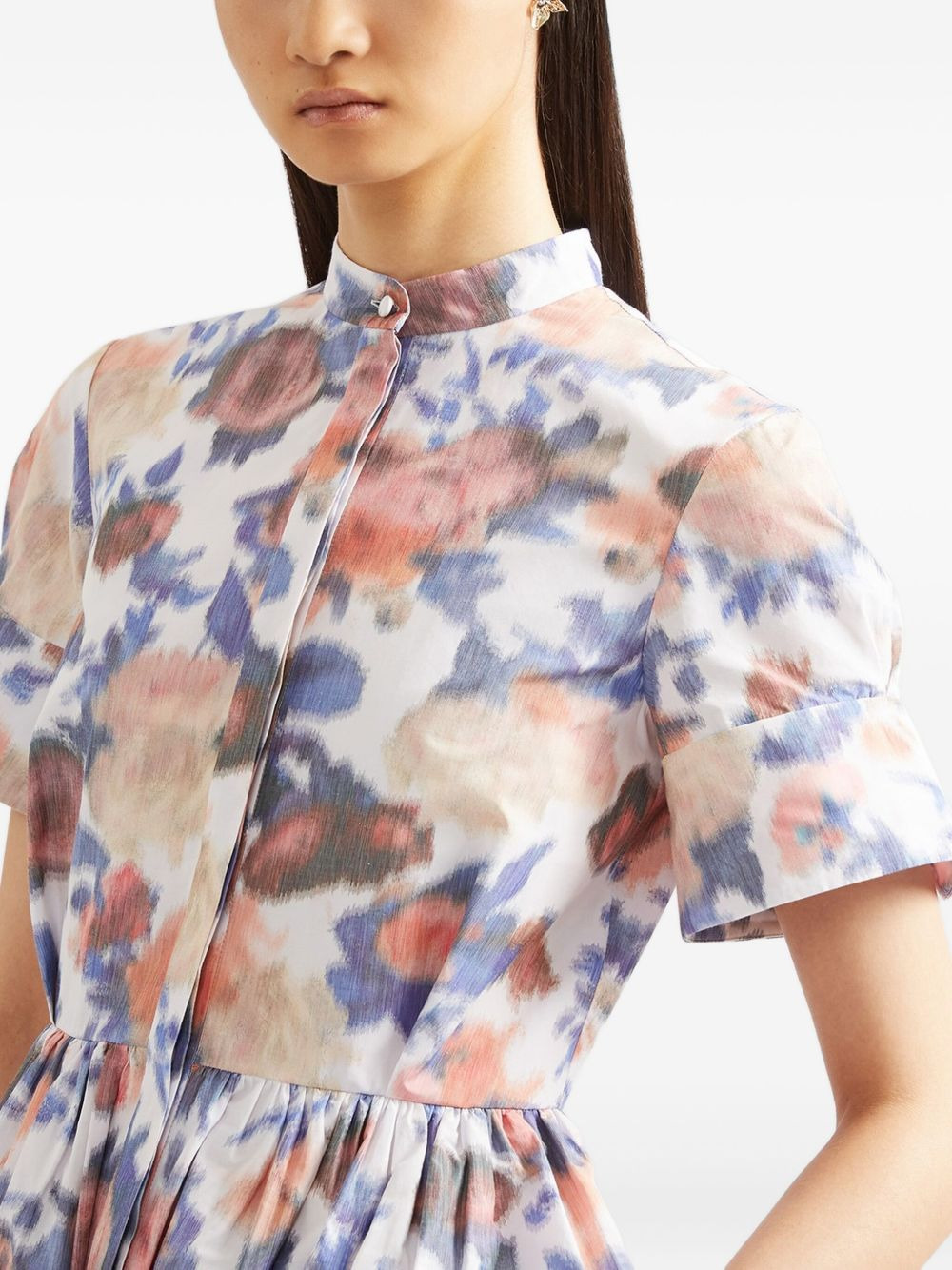 floral-print short-sleeve midi dress - 4