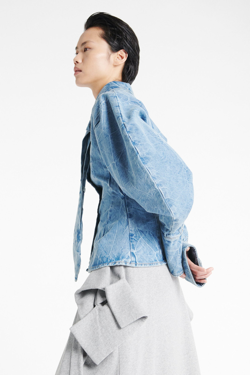 PUFF SLEEVE SHIRT INDIGO ACID WASH 5