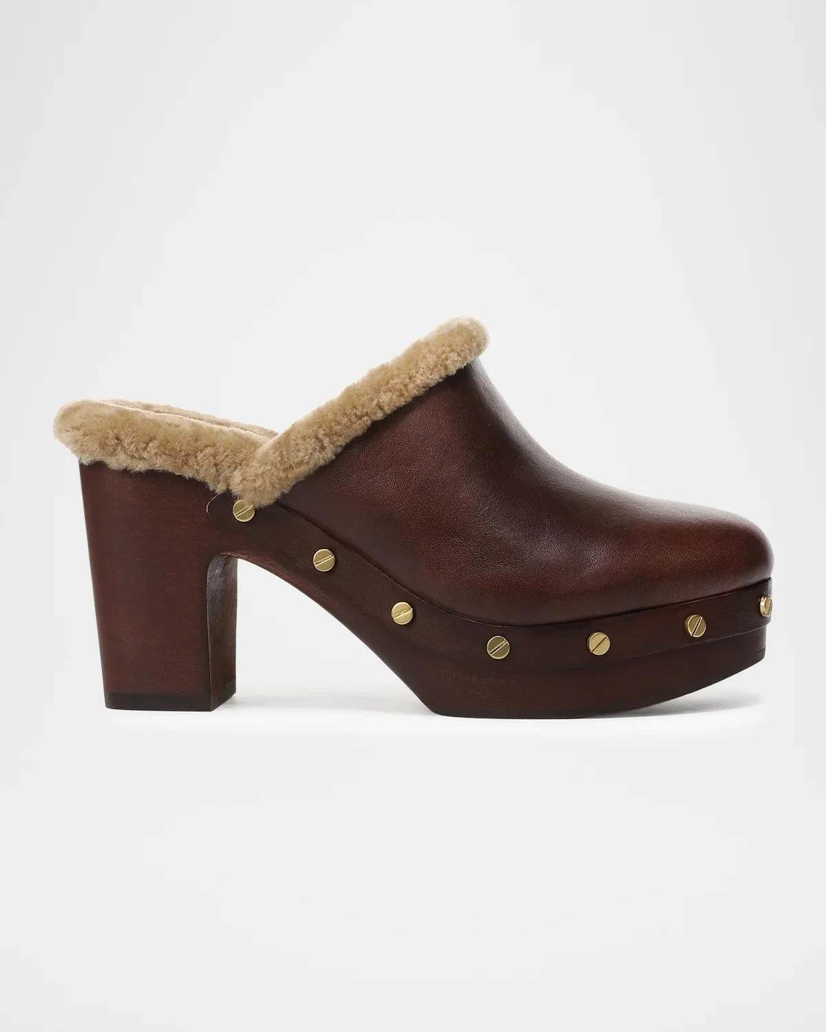 95mm Larken Shearling-Lined Leather Clogs - 1