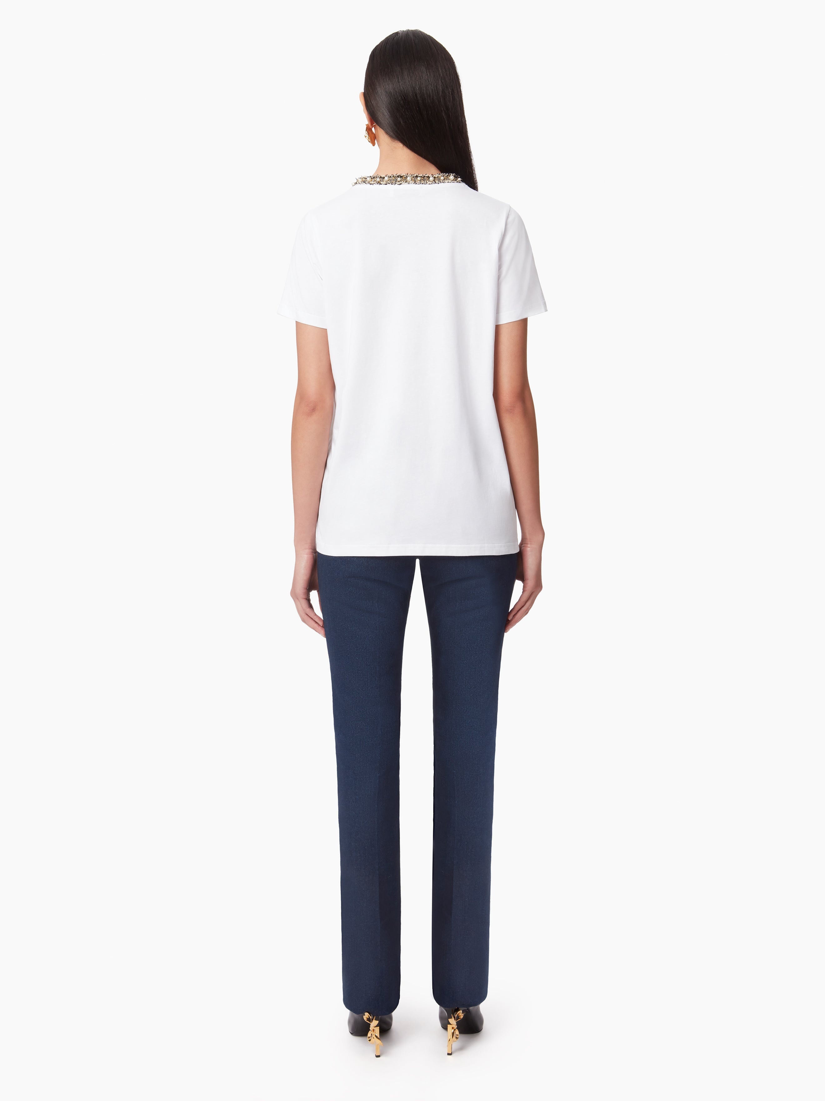 NINA RICCI BEADED NECKLINE T-SHIRT | REVERSIBLE
