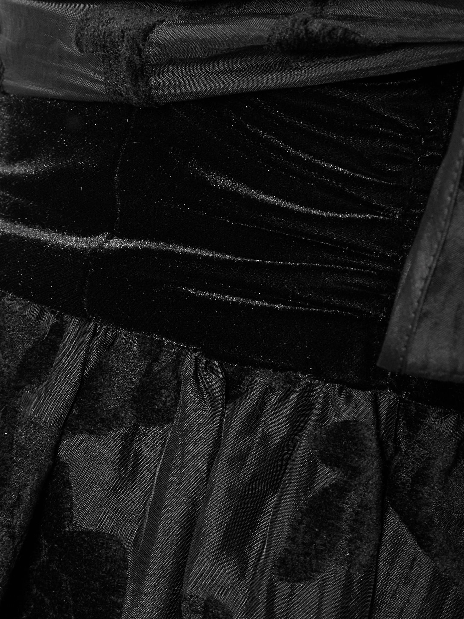 Desideria strapless fil coupé satin and velvet midi dress Black - 4