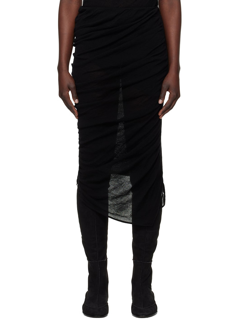 Black Ambiguous Wool Midi Skirt 1