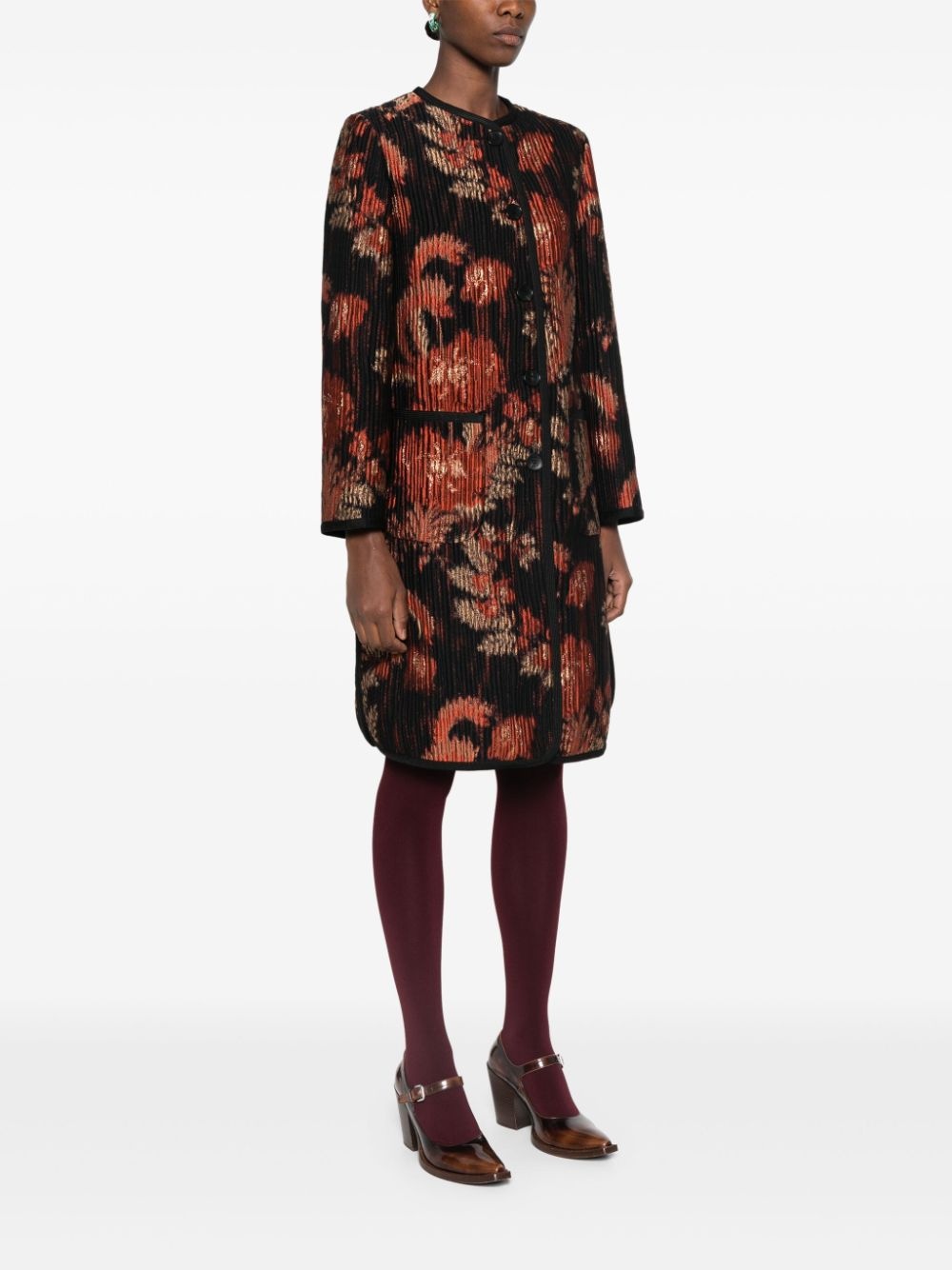 abstract-jacquard coat - 3