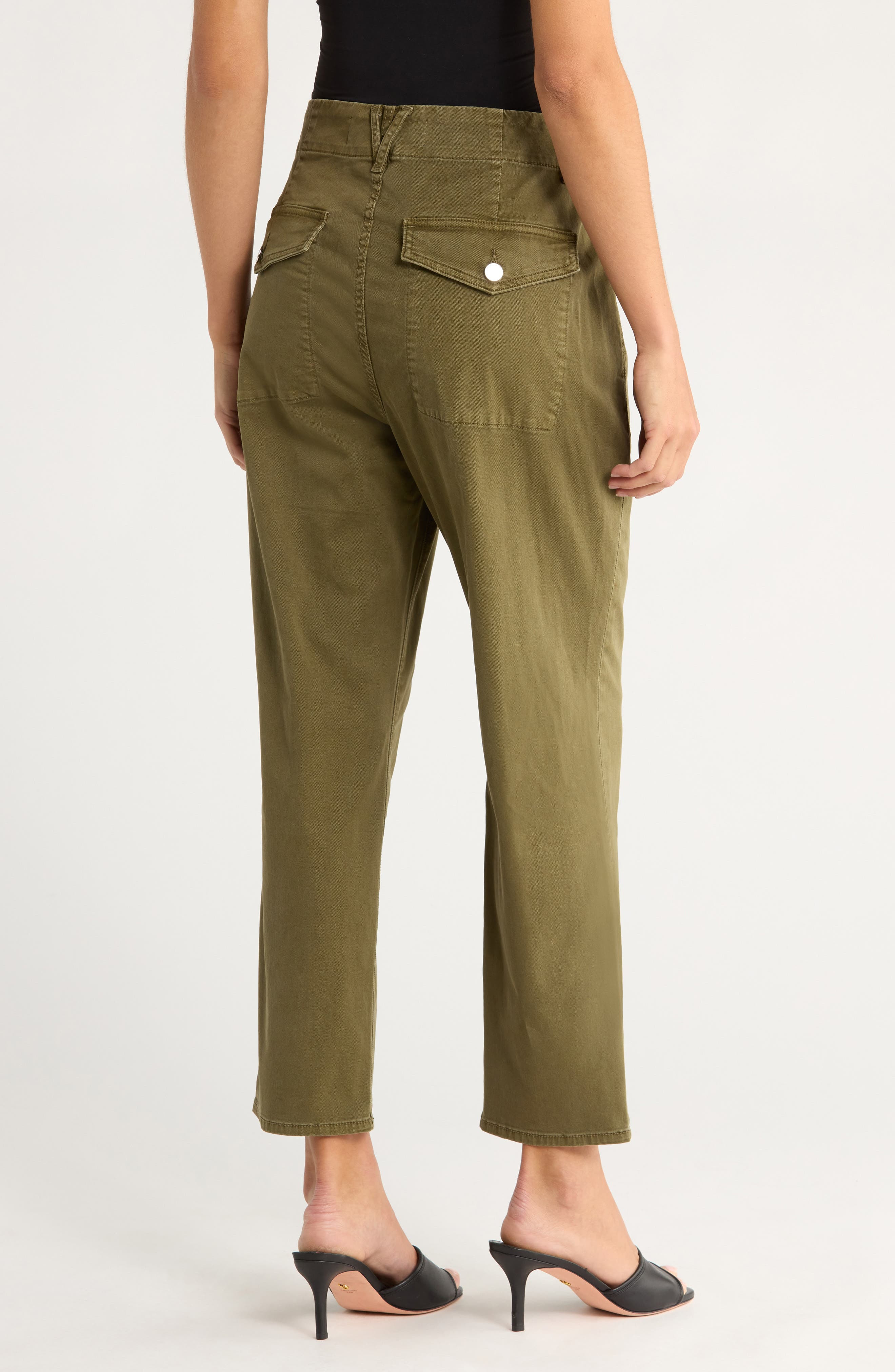 Veronica Beard Arya Crop Straight Leg Pants in Army Green at Nordstrom - 2
