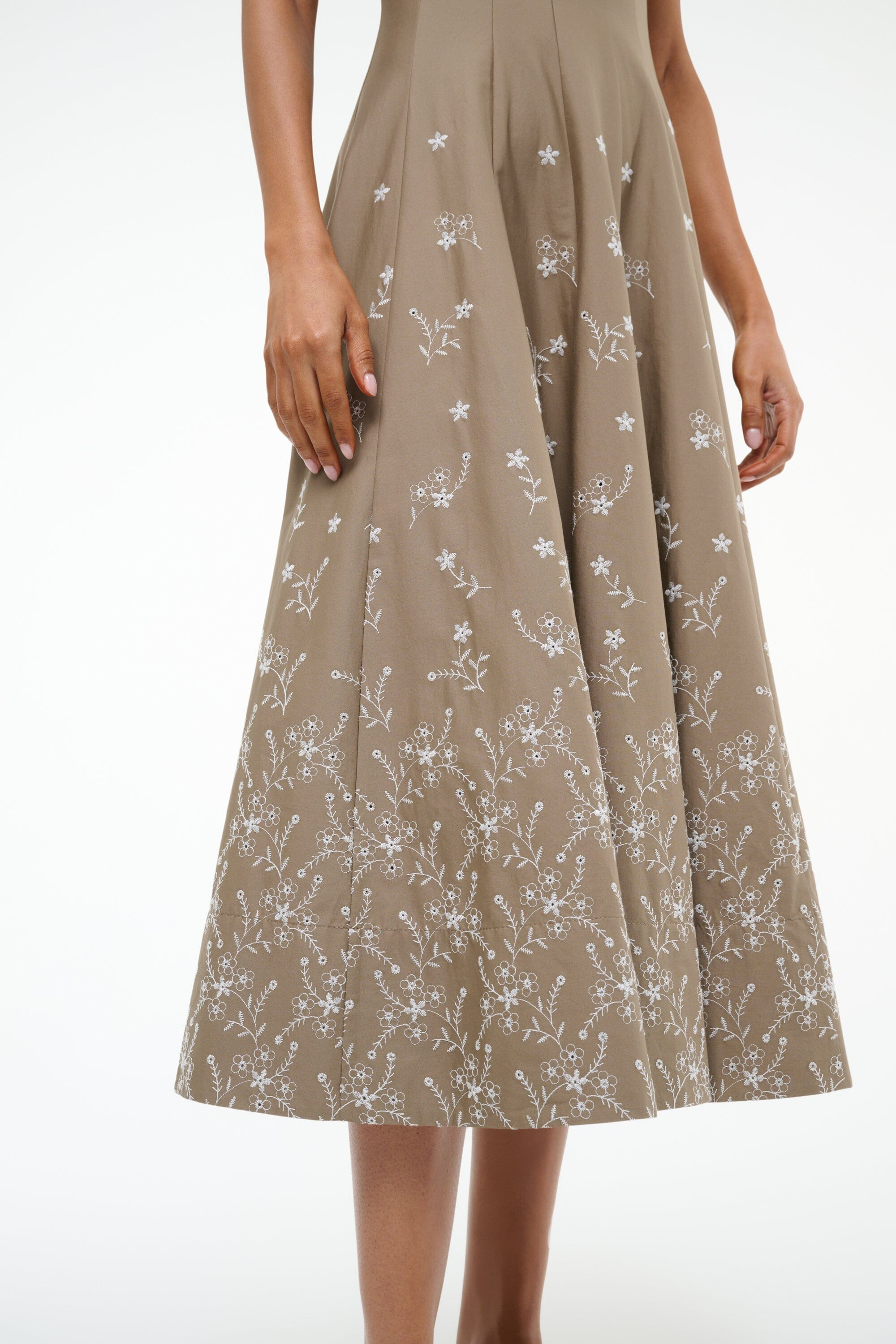 STAUD WELLS DRESS TAUPE EMBROIDERY - 7