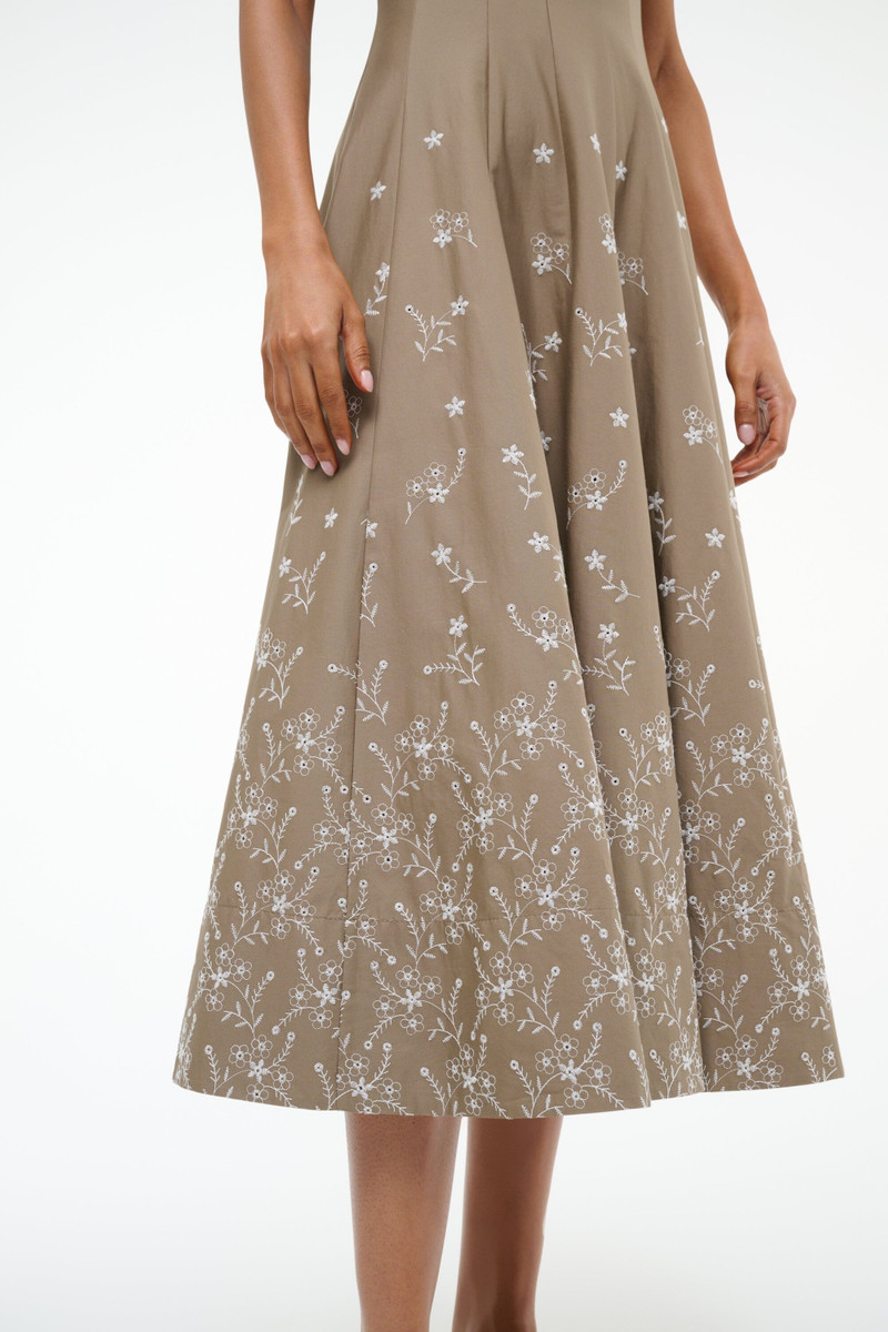 STAUD WELLS DRESS TAUPE EMBROIDERY 7