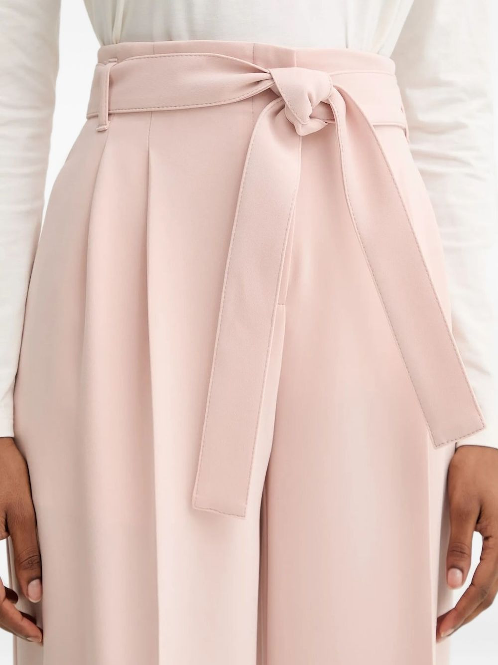 pleated belted straight trousers - 3