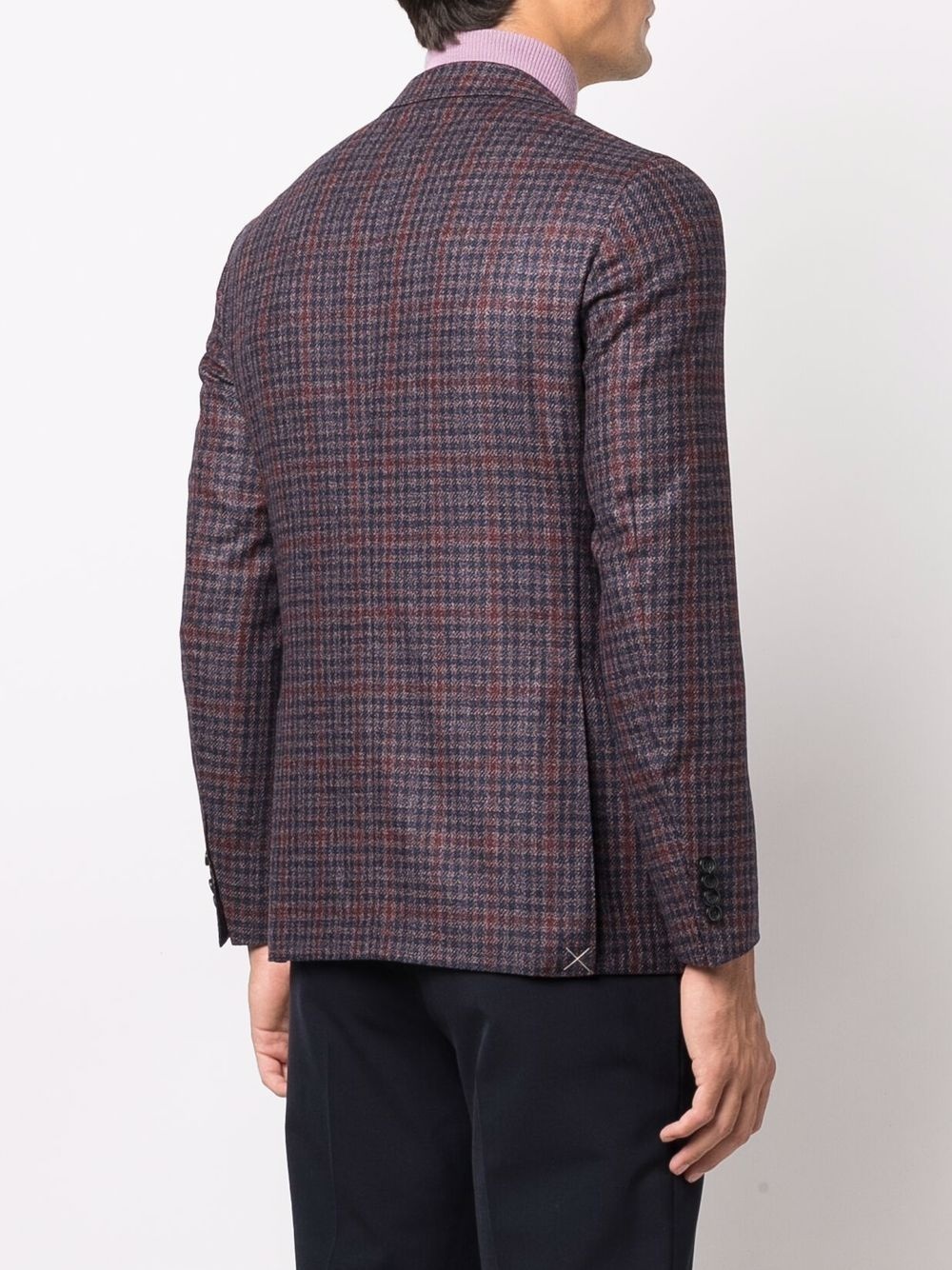 single-breasted checked blazer - 4