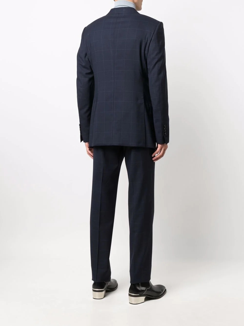 grid-print single-breasted suit - 4